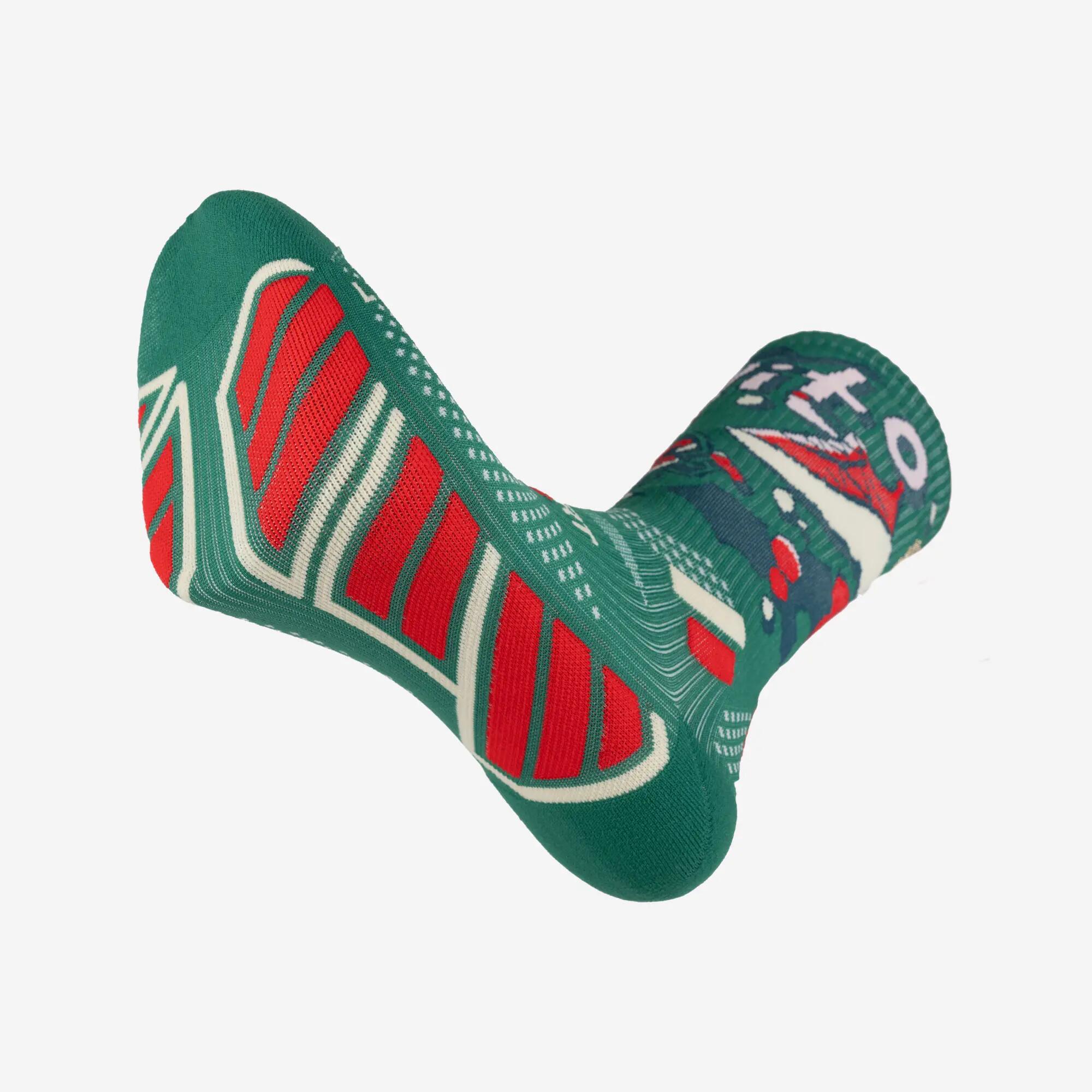 Chaussettes Trail Ultra DBDB Collector Ravito de Noël rouge et verte 2/3