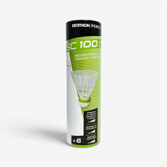 PSC 100 medium  Plastik Federball x 6 weiss