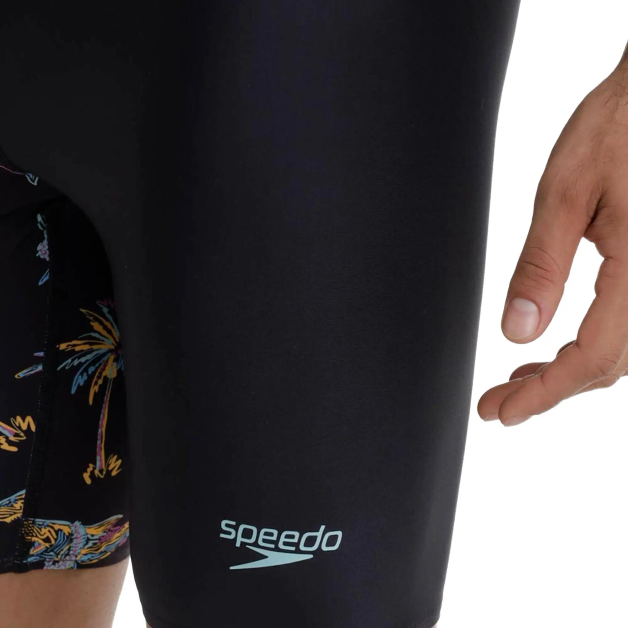 Pantaloneta de baño tipo jammer para hombre, Speedo Shark Fest negro verde azul 4/4