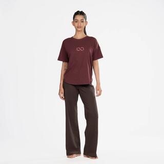 Women’s short-sleeve yoga T-shirt, burgundy purple