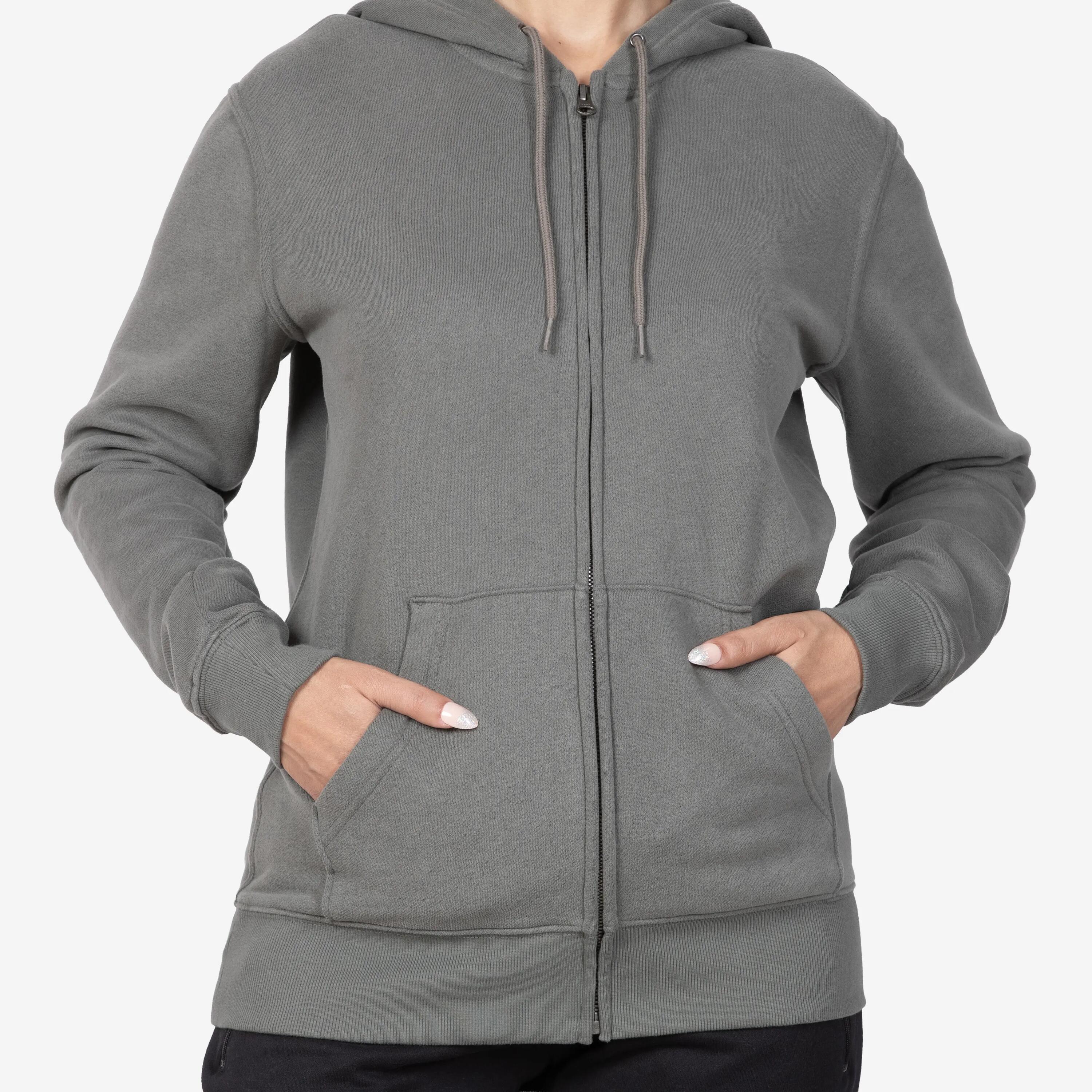 Women’s fitness fleece zip-up hoodie, ash khaki green -  4