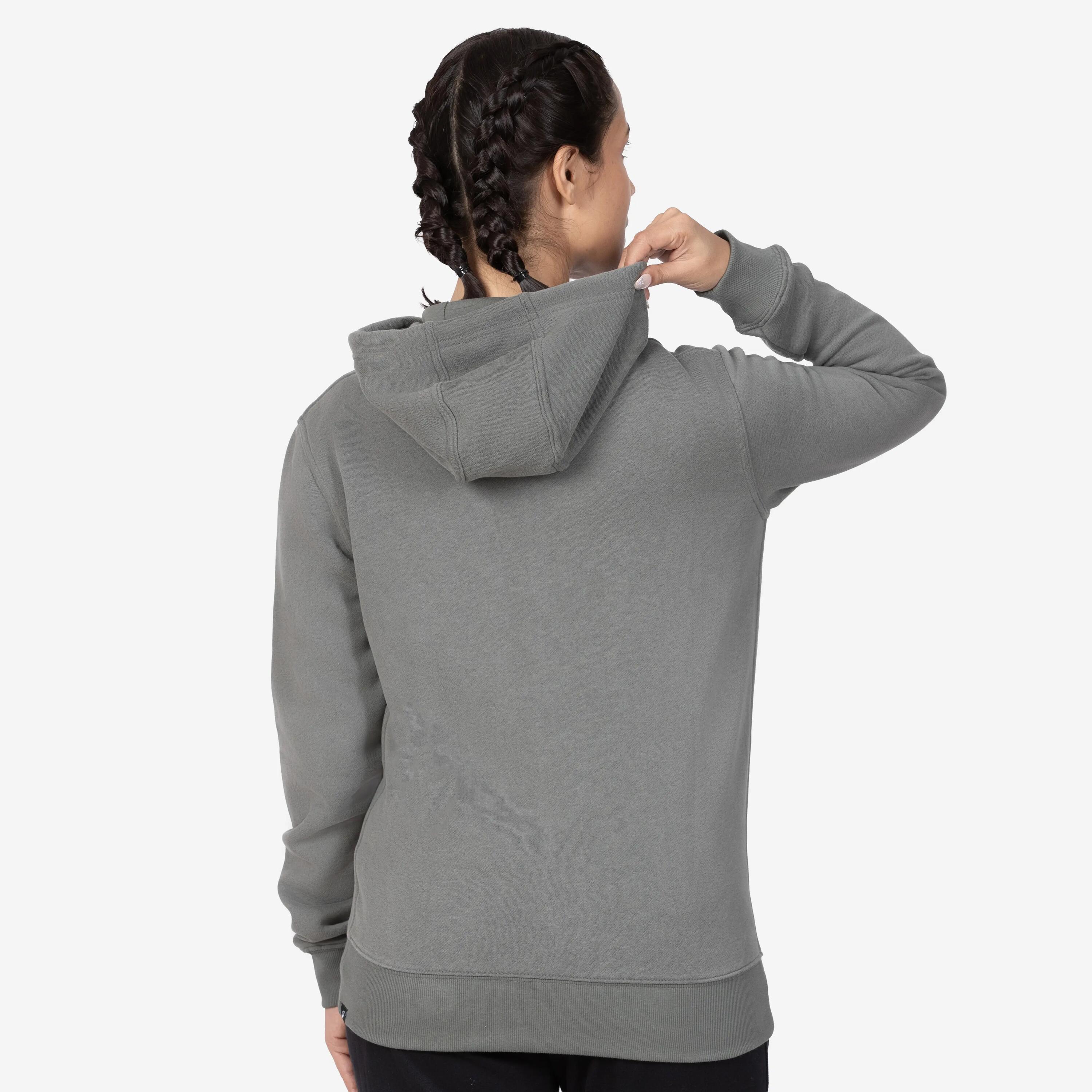 Women’s fitness fleece zip-up hoodie, ash khaki green -  5