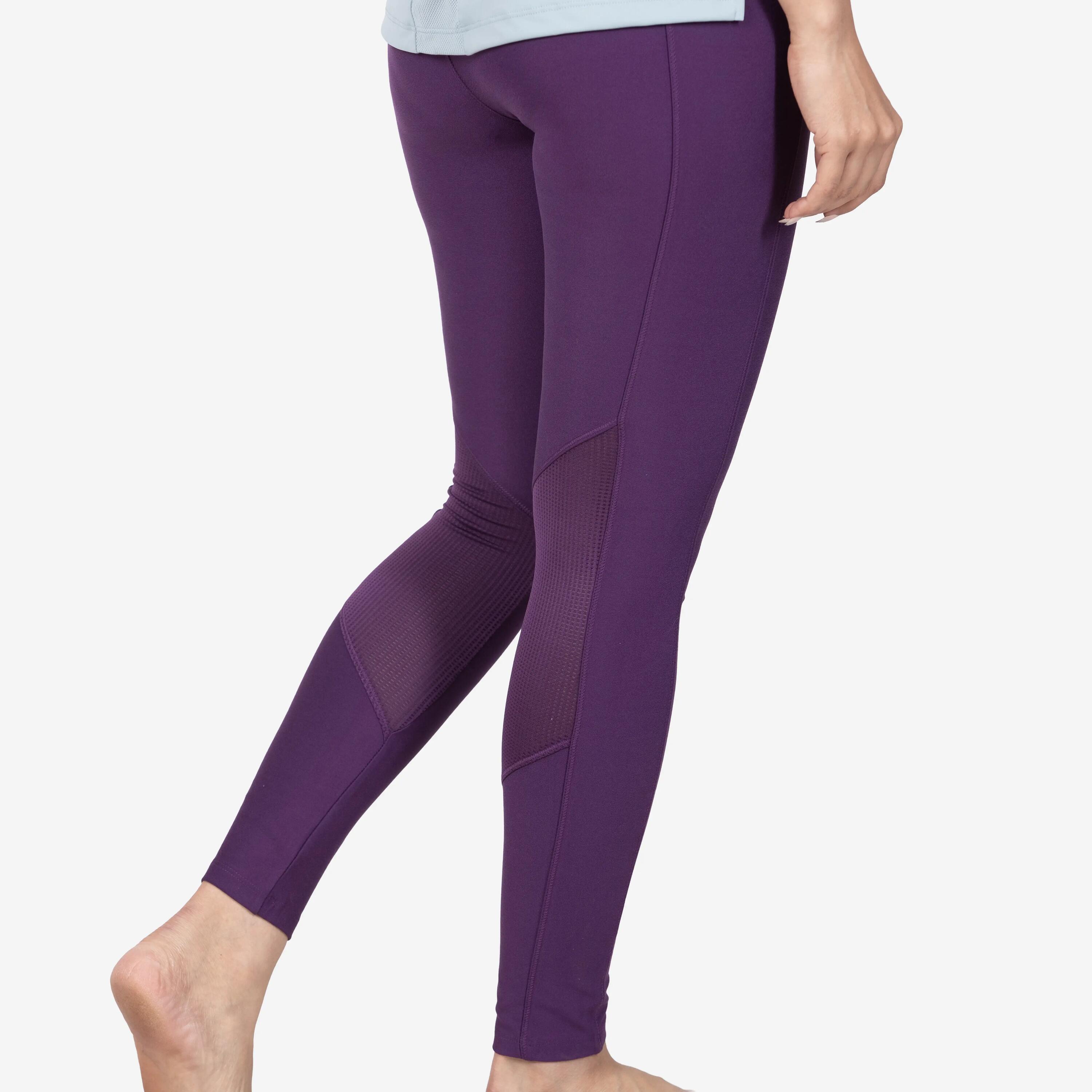 Women's breathable sports leggings with phone pocket, aubergine green -  4