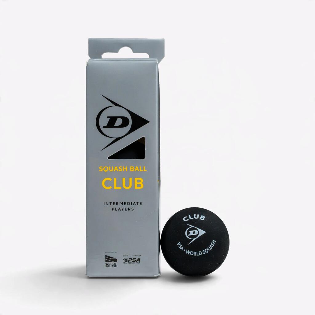 Squashipall Dunlop SB Club, kollase täpiga, 3 tk