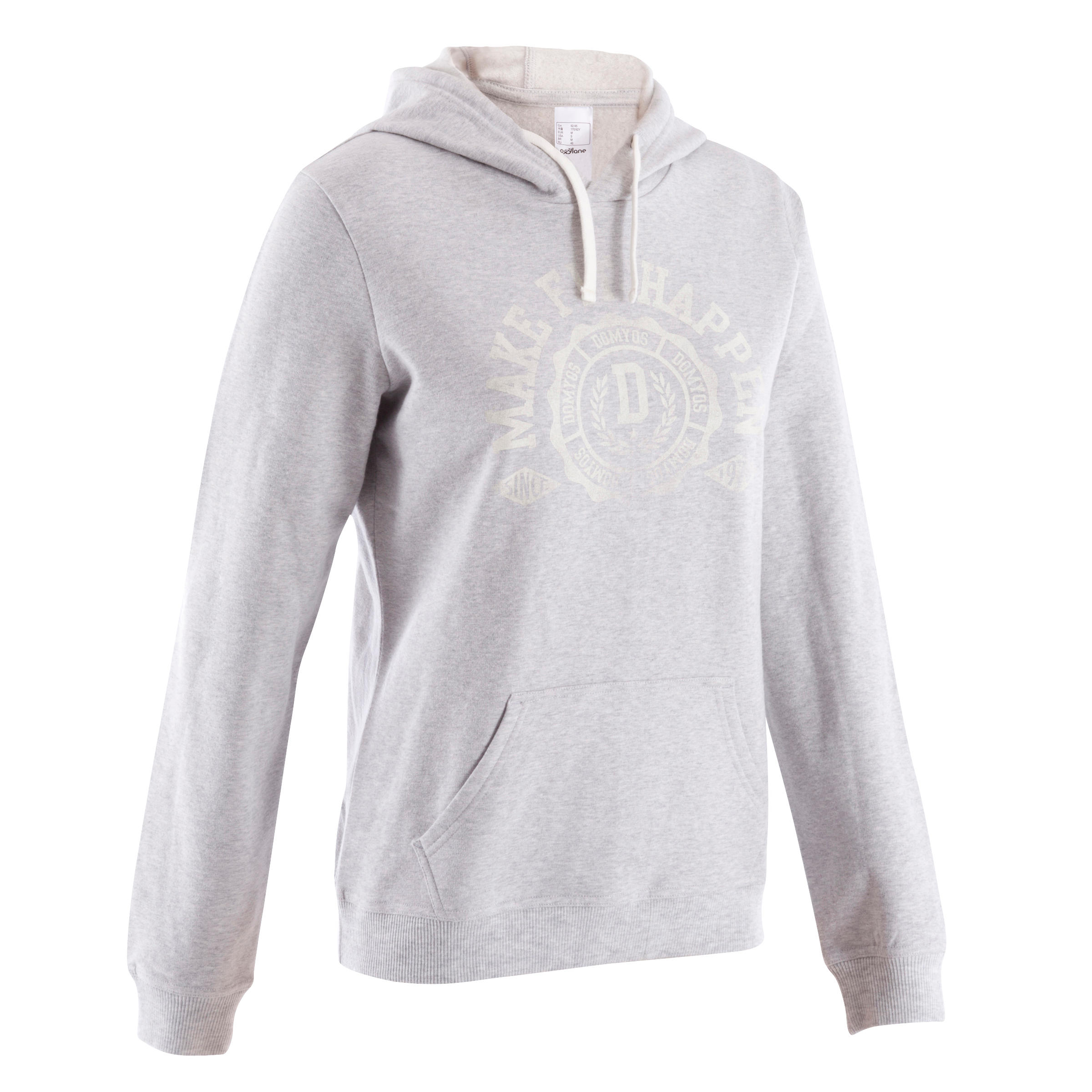 DOMYOS Women's body training hooded sweatshirt - mottled light grey