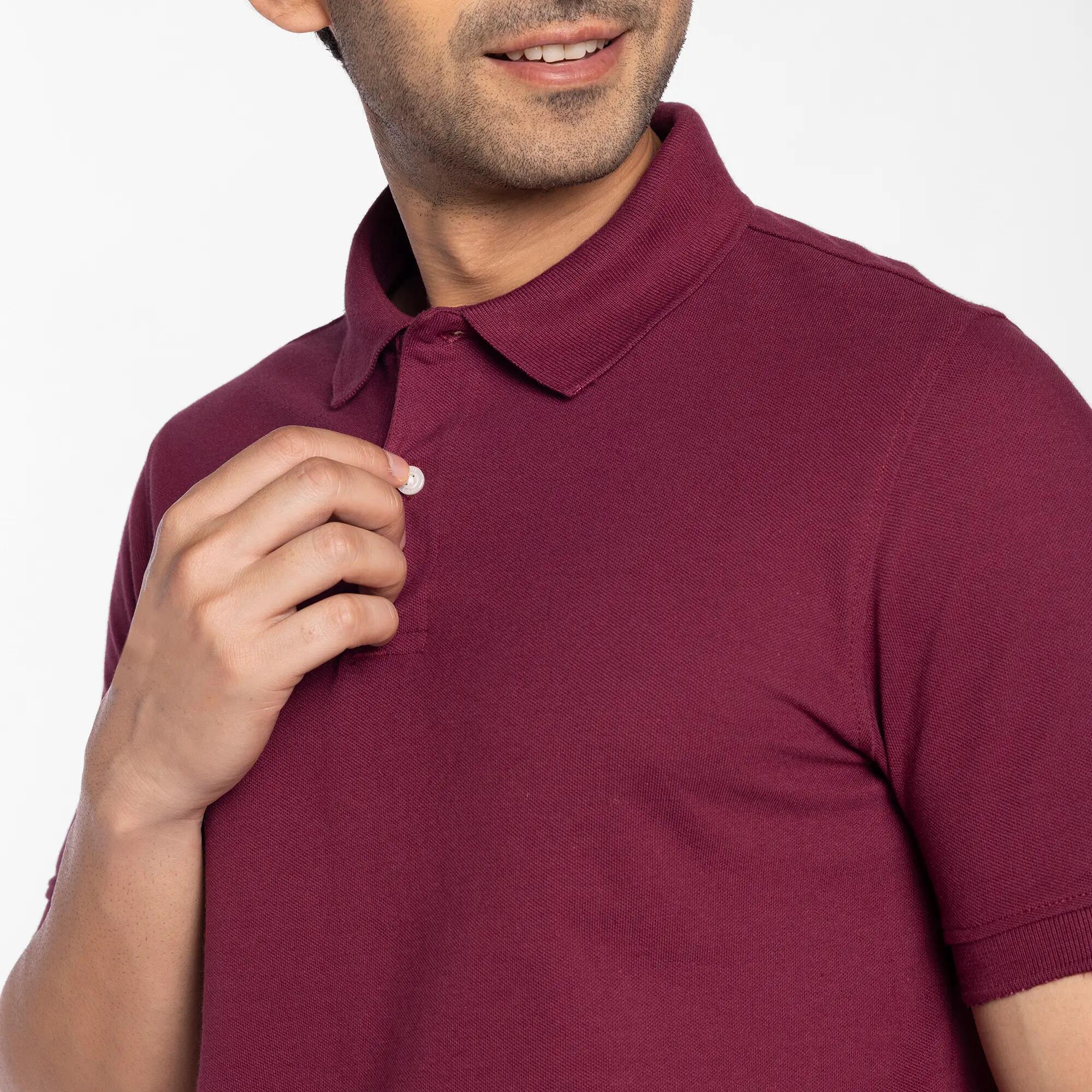Men Golf Polo T-Shirt Cotton Regular Fit Purple MW500 -  5