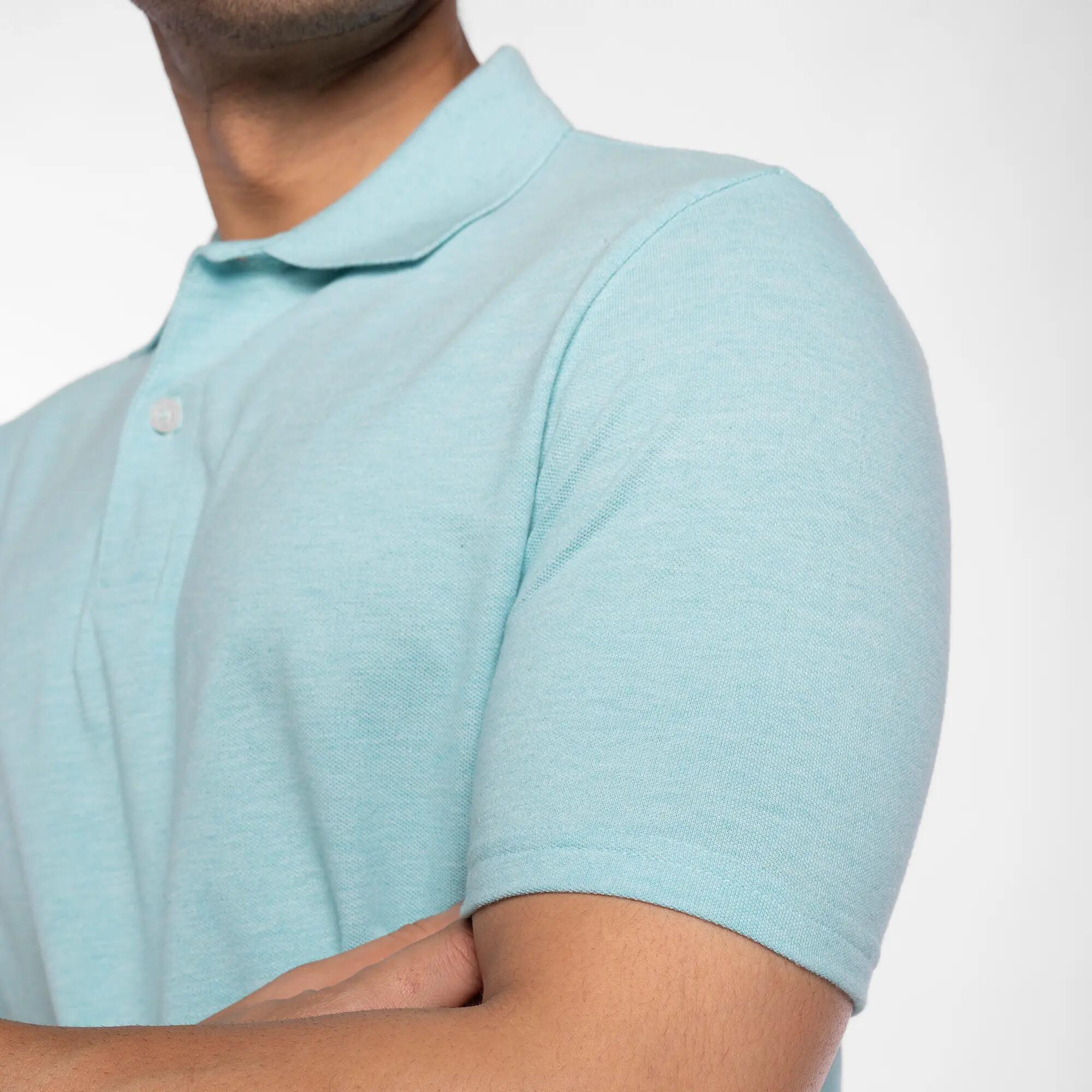 Men Golf Polo T-Shirt Cotton Regular Fit Turquoise MW100 -  4
