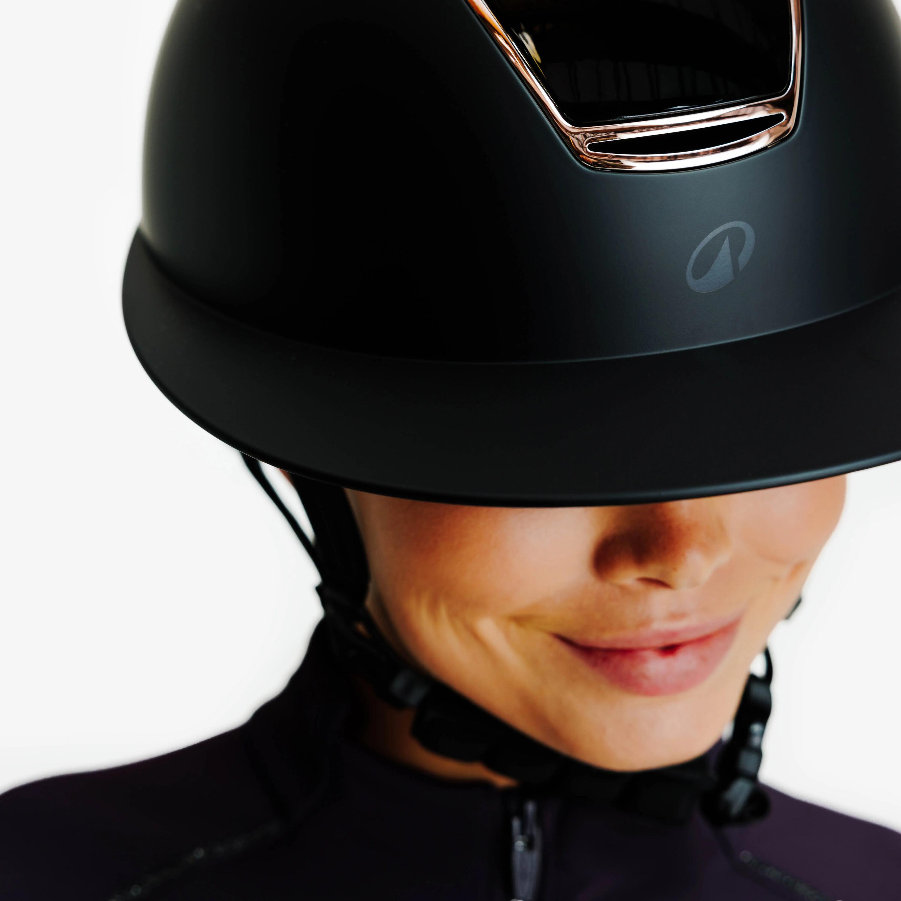 Casque équitation finition rose gold visière large 900 ERT - Noir 2/4