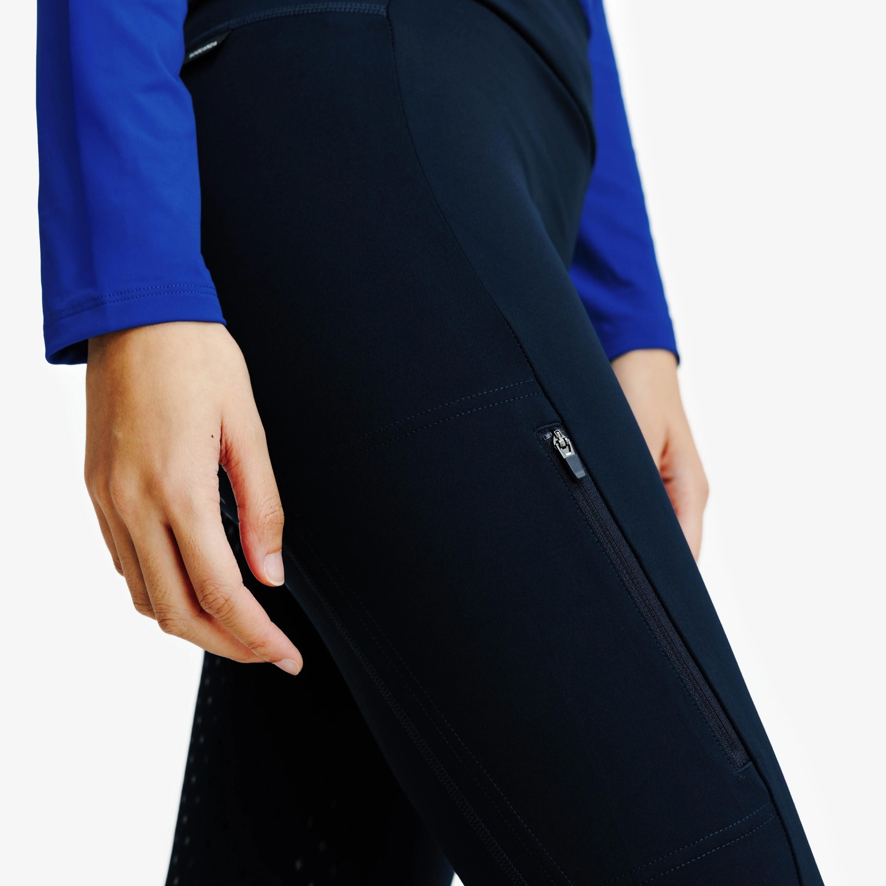 Calças Justas de Equitação Mulher 500 Full Grip Azul-marinho 7/7