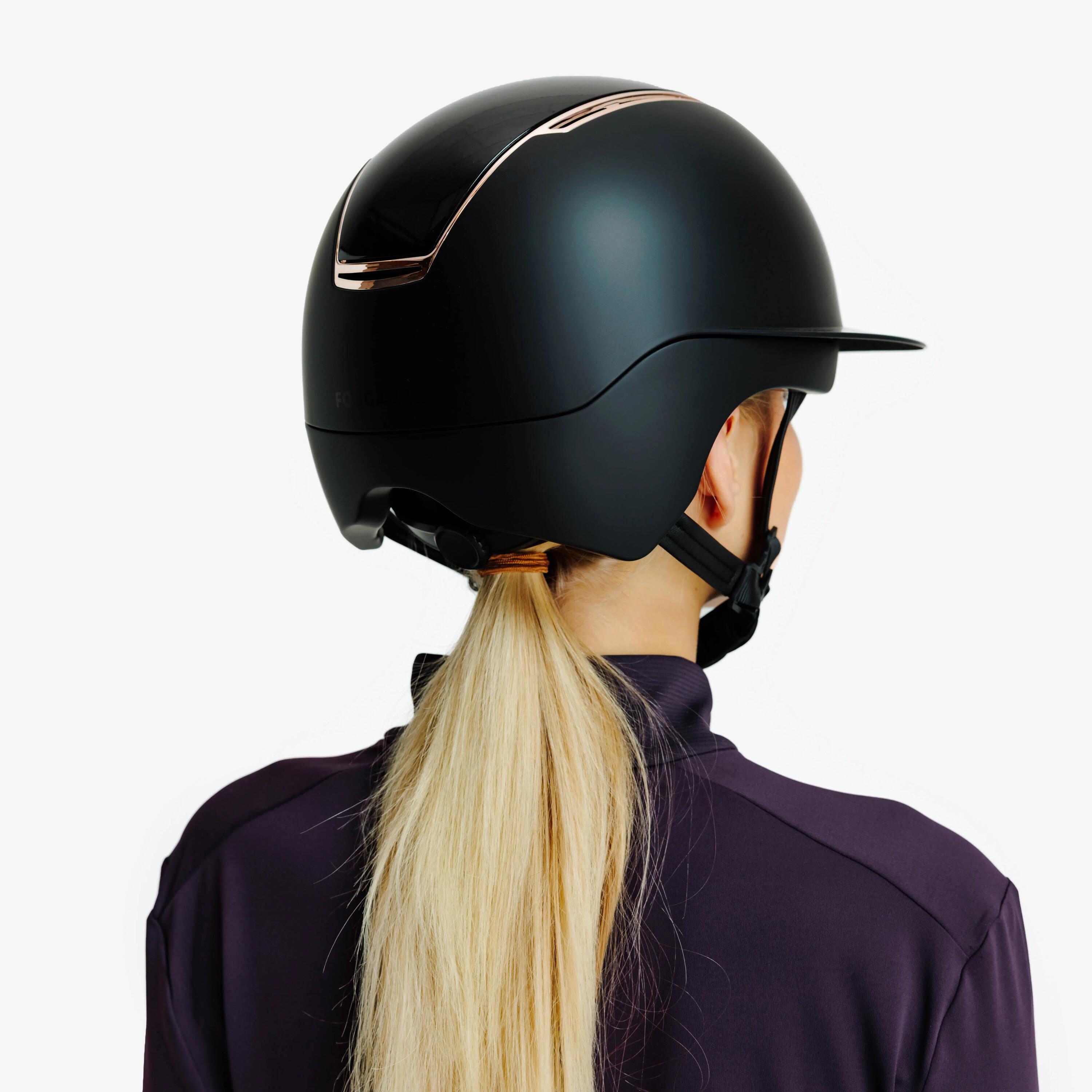 Casque équitation finition rose gold visière large 900 ERT - Noir 4/4