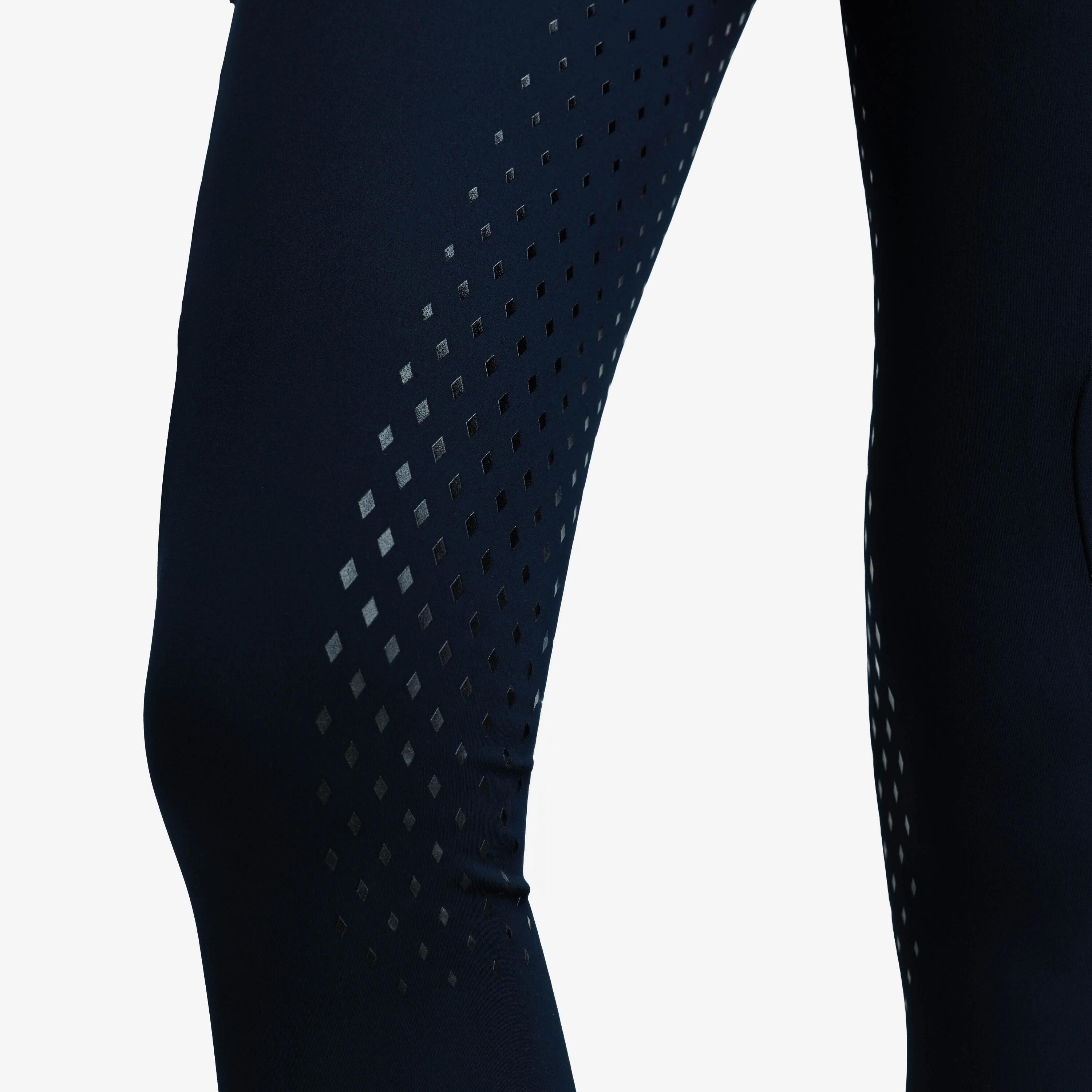 Calças Justas de Equitação Mulher 500 Full Grip Azul-marinho 5/7