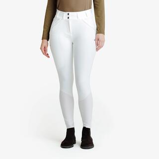 Women's Horse Riding Full Grip Competition Jodhpurs 900 - White