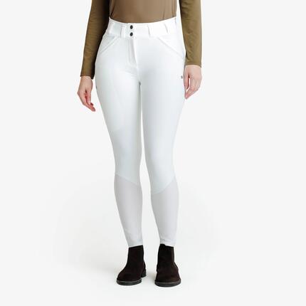 Pantalon équitation compétition full grip femme - 900 blanc