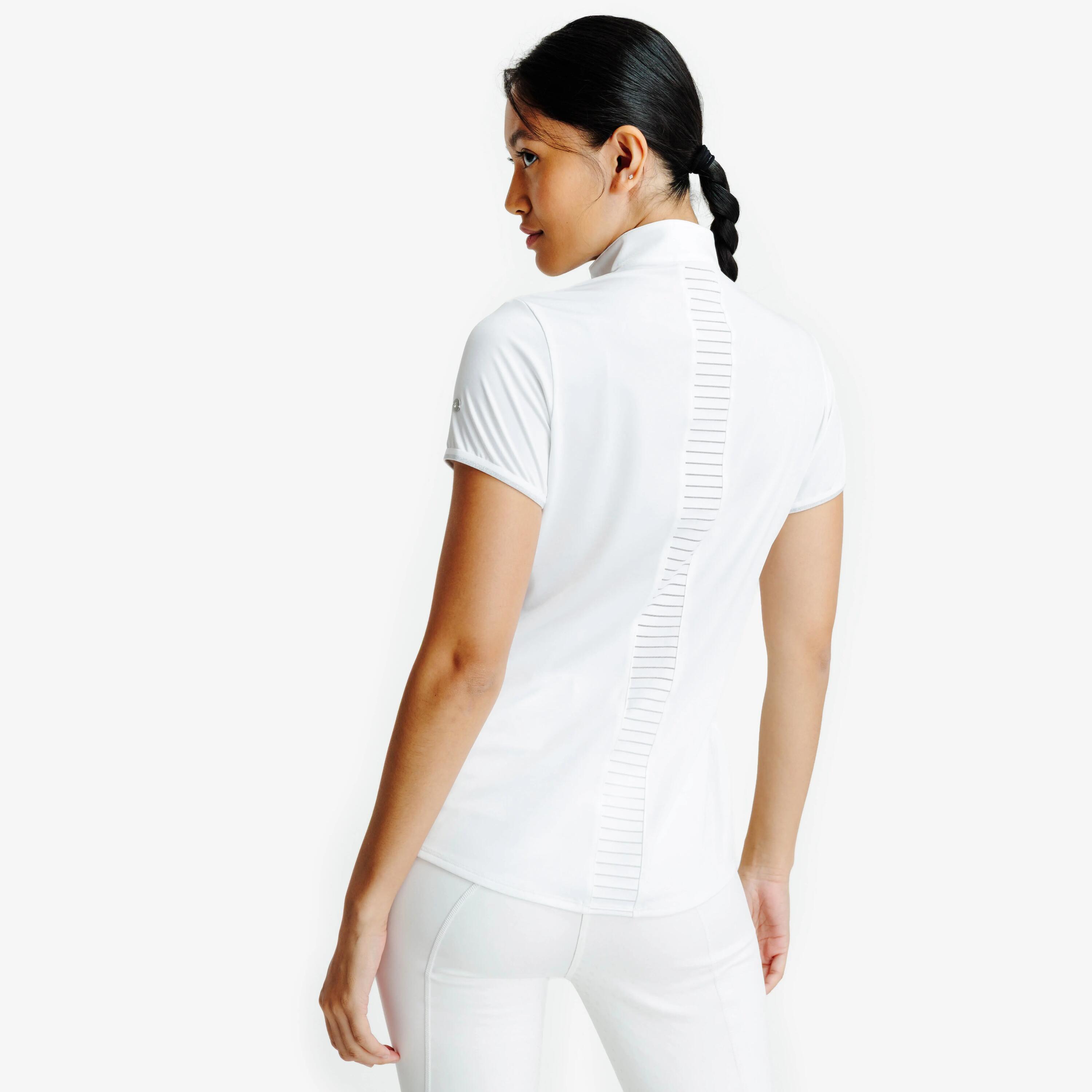 Women's Horse Riding Short-Sleeved Competition Polo 500 - White -  5