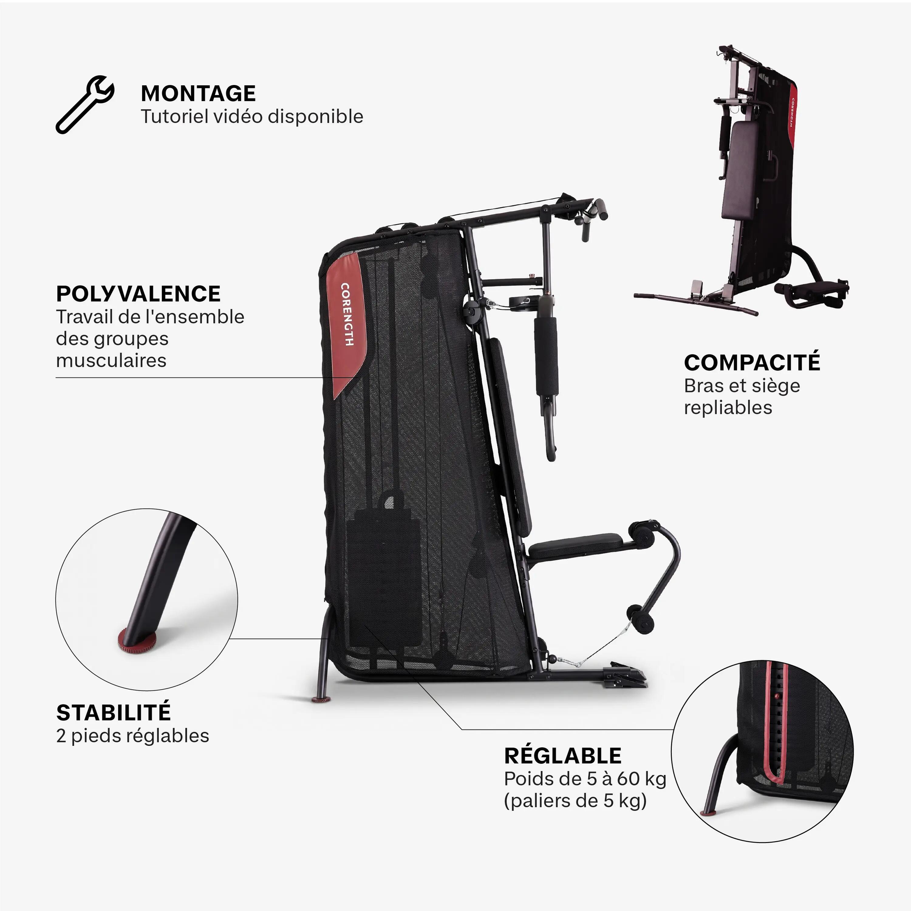 Machine musculation charge guidée compact - Home gym 900 2/25