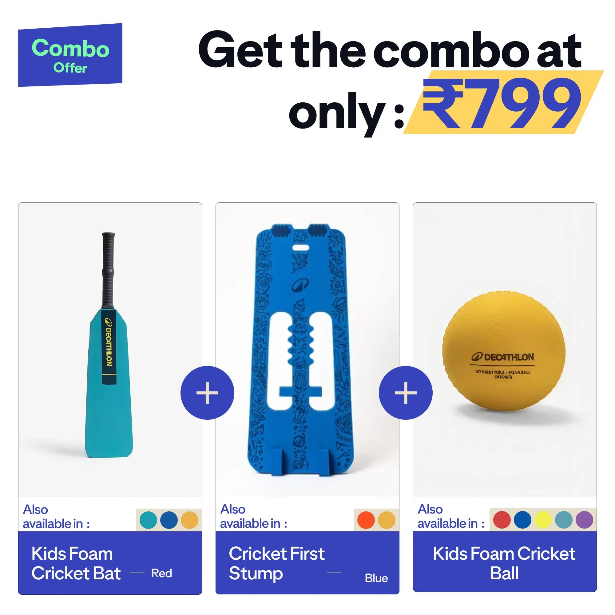 Kids Foam Cricket Bat Size 0 Tennis Ball Bat MY FIRST BAT - Turquoise -  2