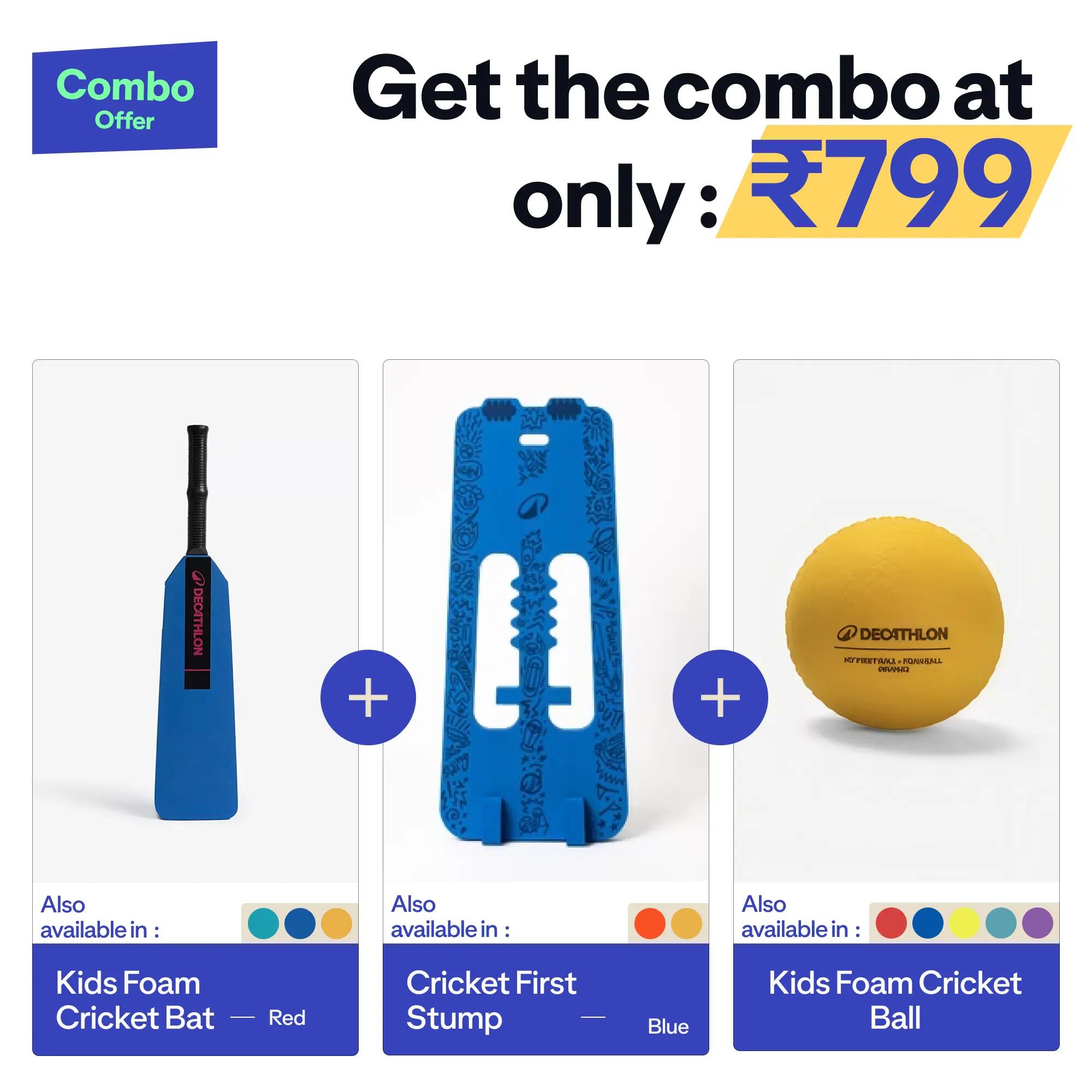 Kids Foam Cricket Bat Size 0 Tennis Ball Bat MY FIRST BAT - Blue -  2
