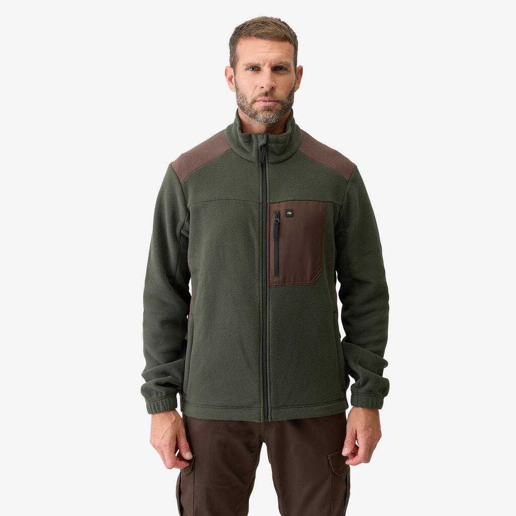 Fleecejacke 500 zweifarbig braun/grün