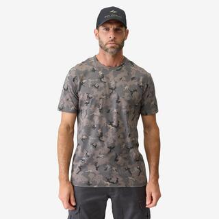 Men Cotton T-Shirt Army Military Camo Print -100 - BLACK