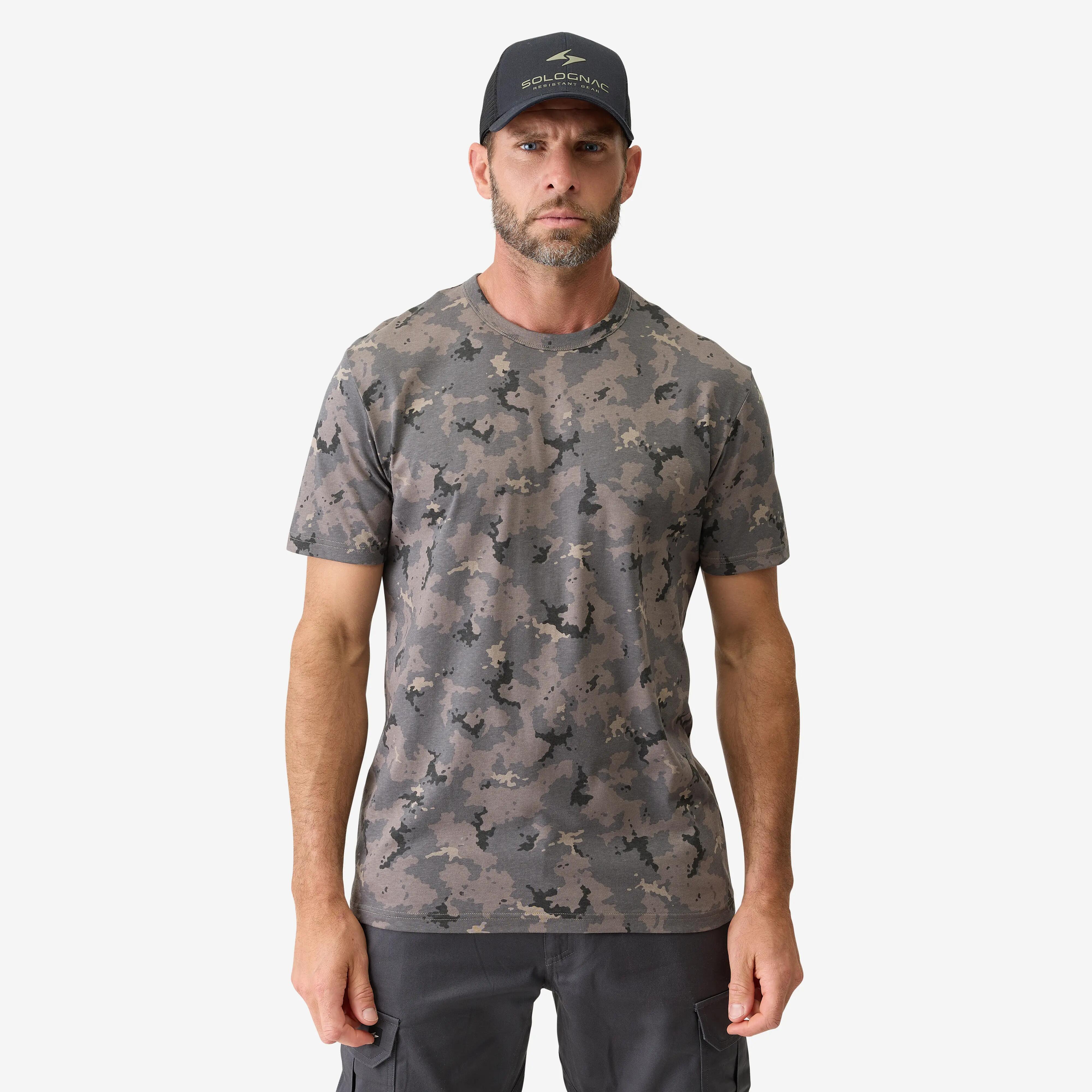 Product image: Tricou rezistent 100 CAMUFLAJ ISLAND NEGRU