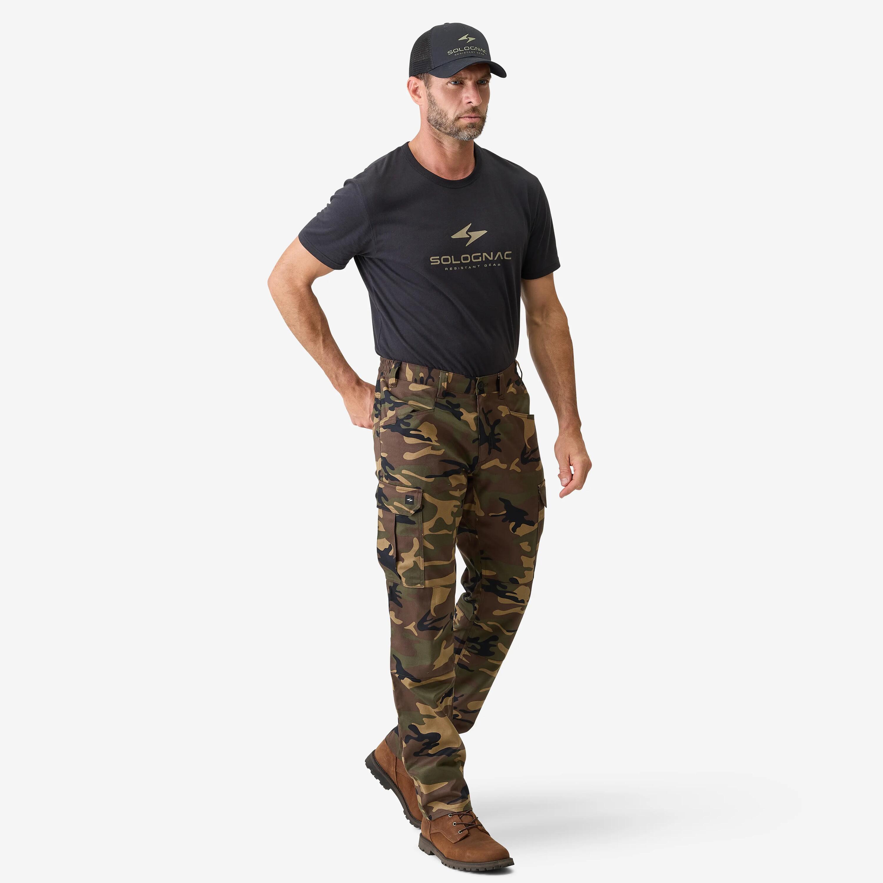 Pantalón Cargo Hombre Solognac Steppe 500 Marrón Camuflaje Halftone Resistente 2/10