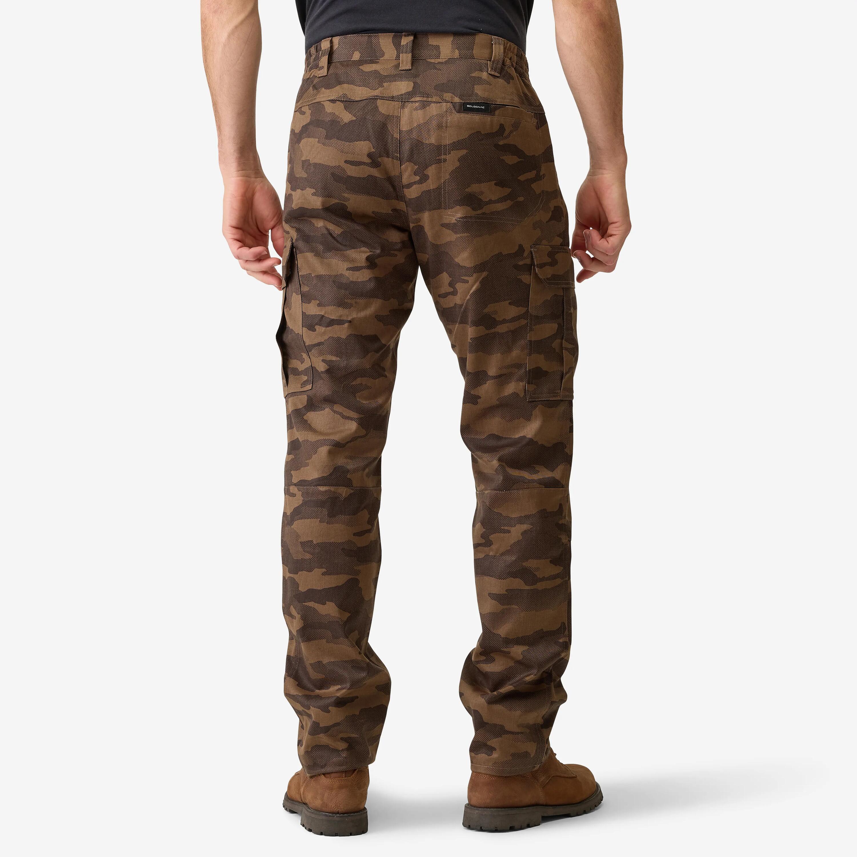 Pantalón Cargo Hombre Solognac Steppe 500 Marrón Camuflaje Halftone Resistente 3/10