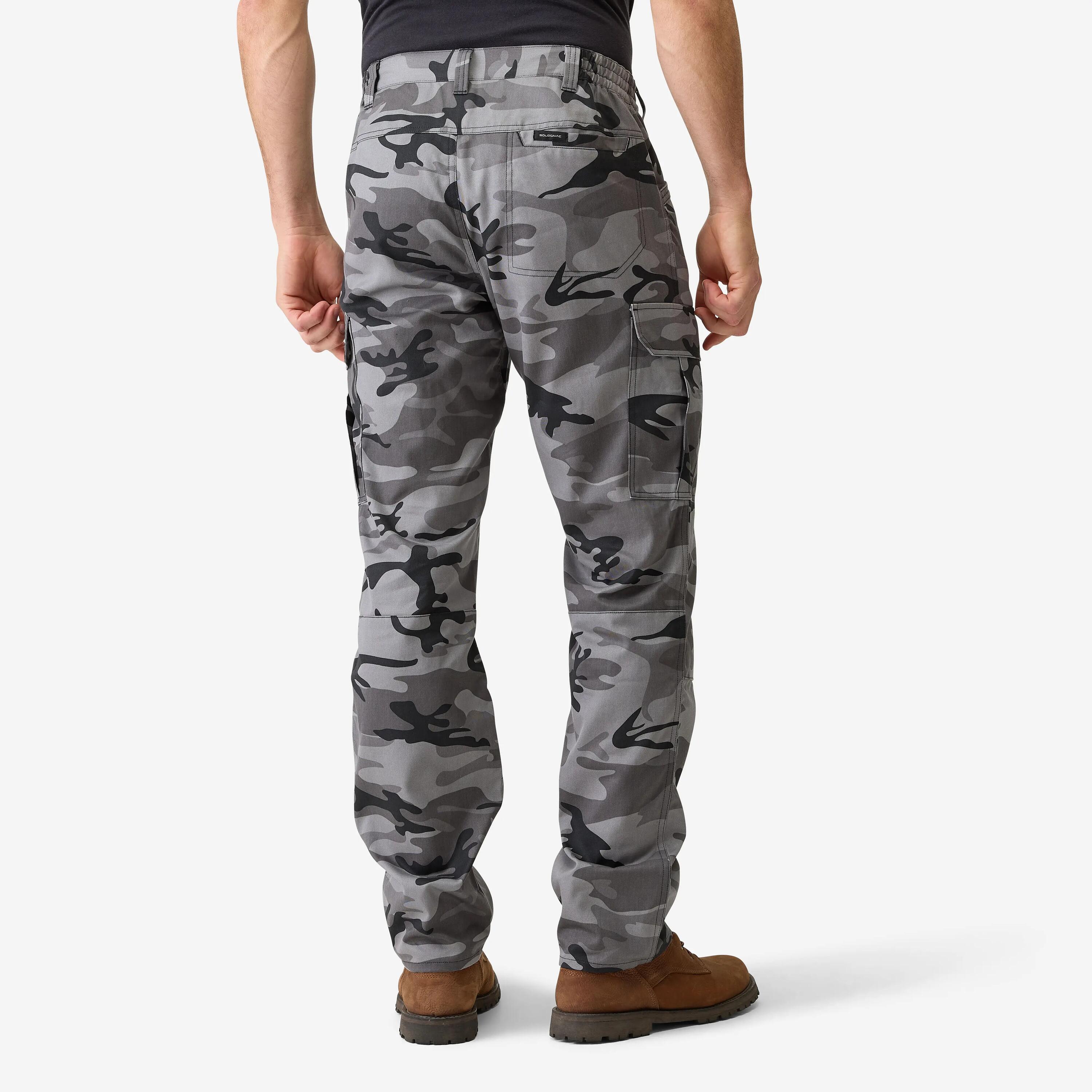 Pantalón Cargo Hombre   Solognac Steppe 500 Negro Camuflaje Resistente 3/10