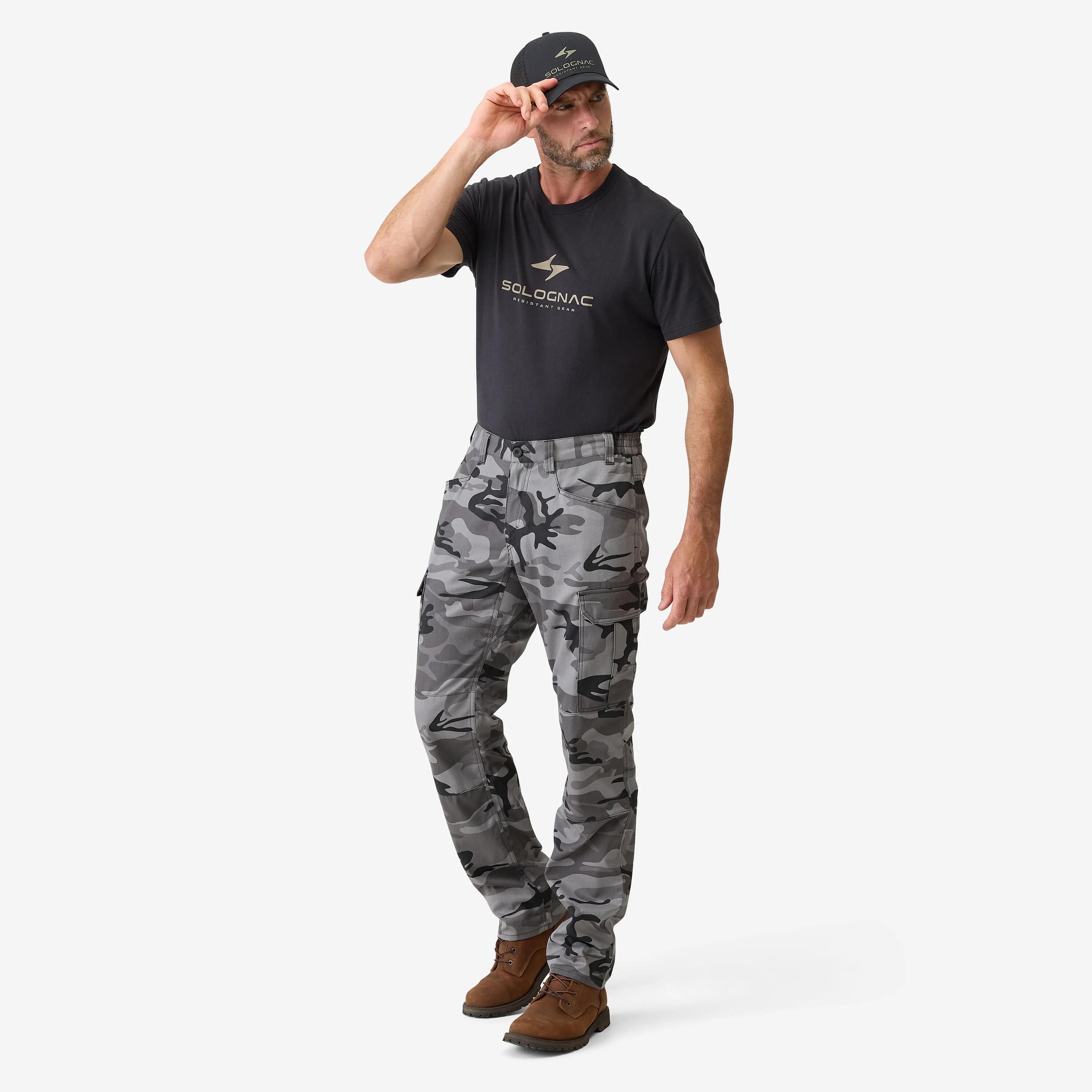 Pantalón Cargo Hombre   Solognac Steppe 500 Negro Camuflaje Resistente 2/10