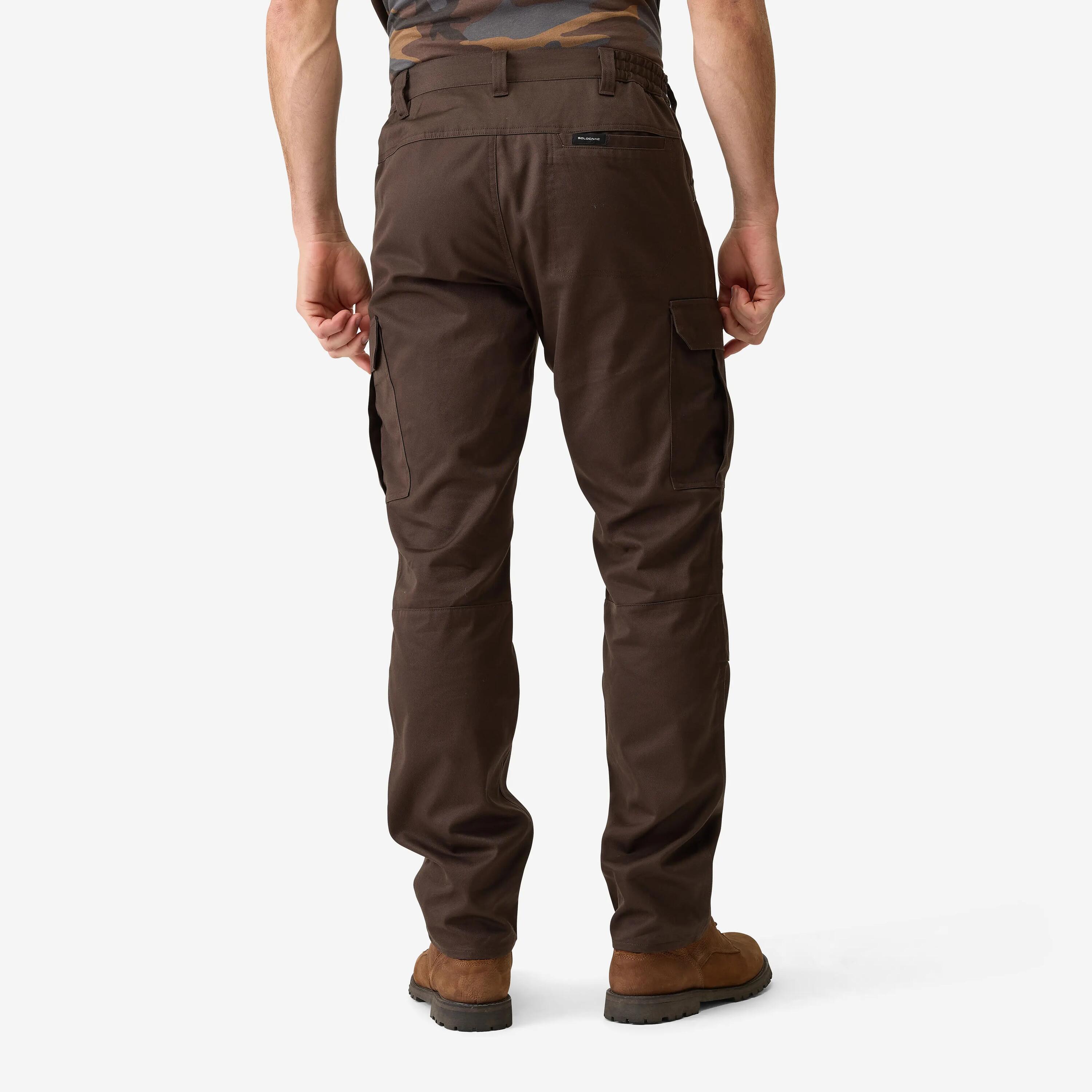 Pantalón Cargo Hombre   Solognac Steppe 500 Marrón Resistente Multibolsillos 3/8