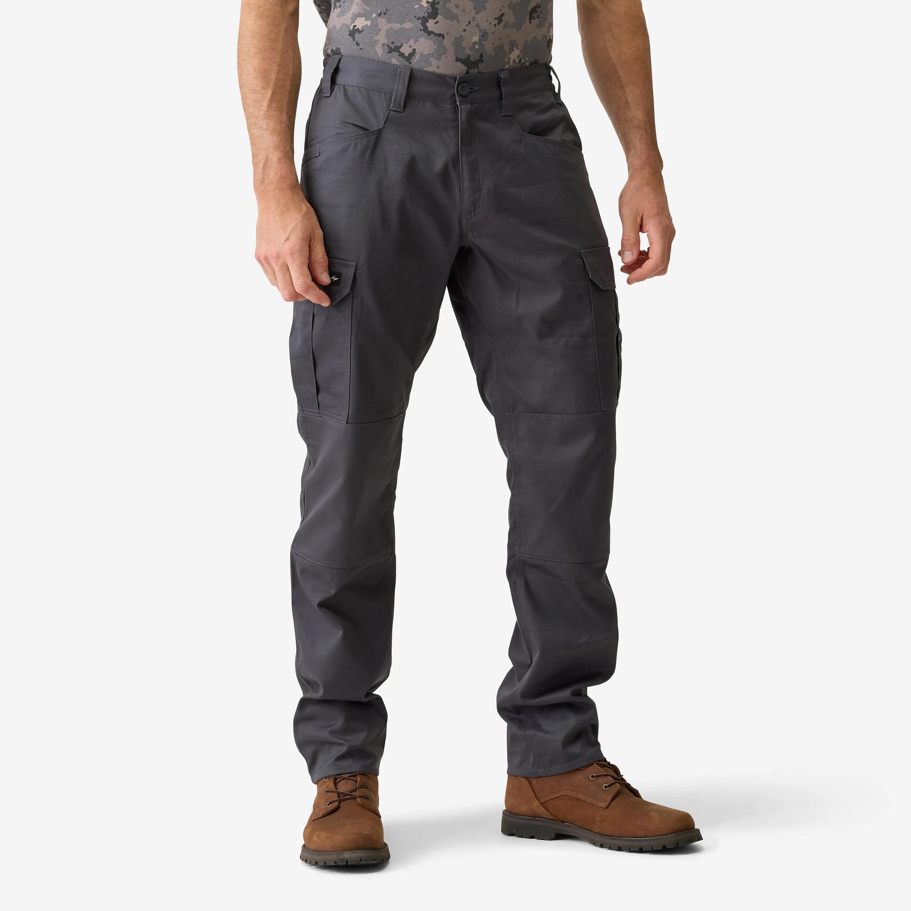 Men Tactical Outdoor Cargo Trousers - Reinforced High Strength Durable Fabric - STEPPE500 - Grey -  1