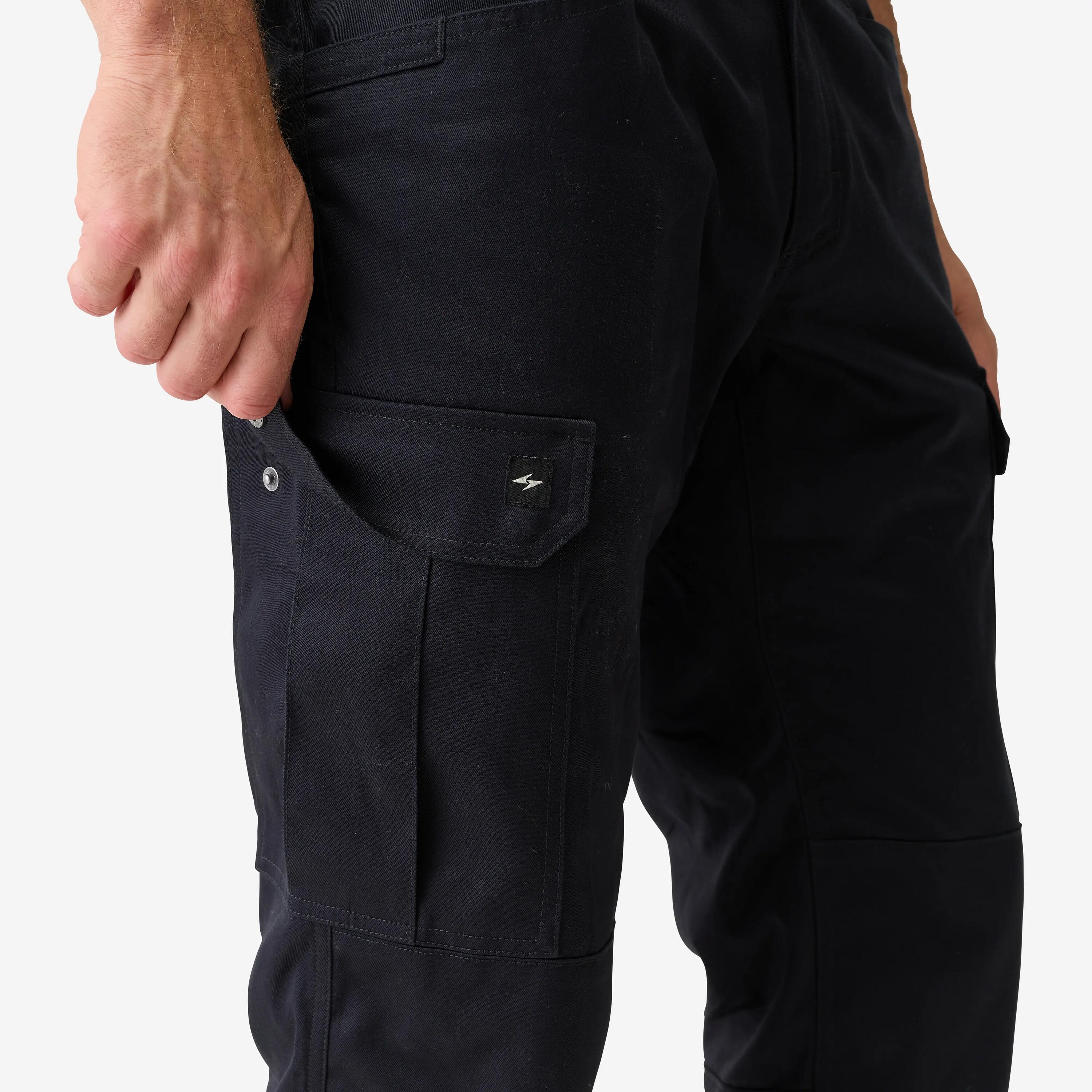 Pantalón Cargo Hombre   Solognac Steppe 500 Negro Resistente Multibolsillos 6/12