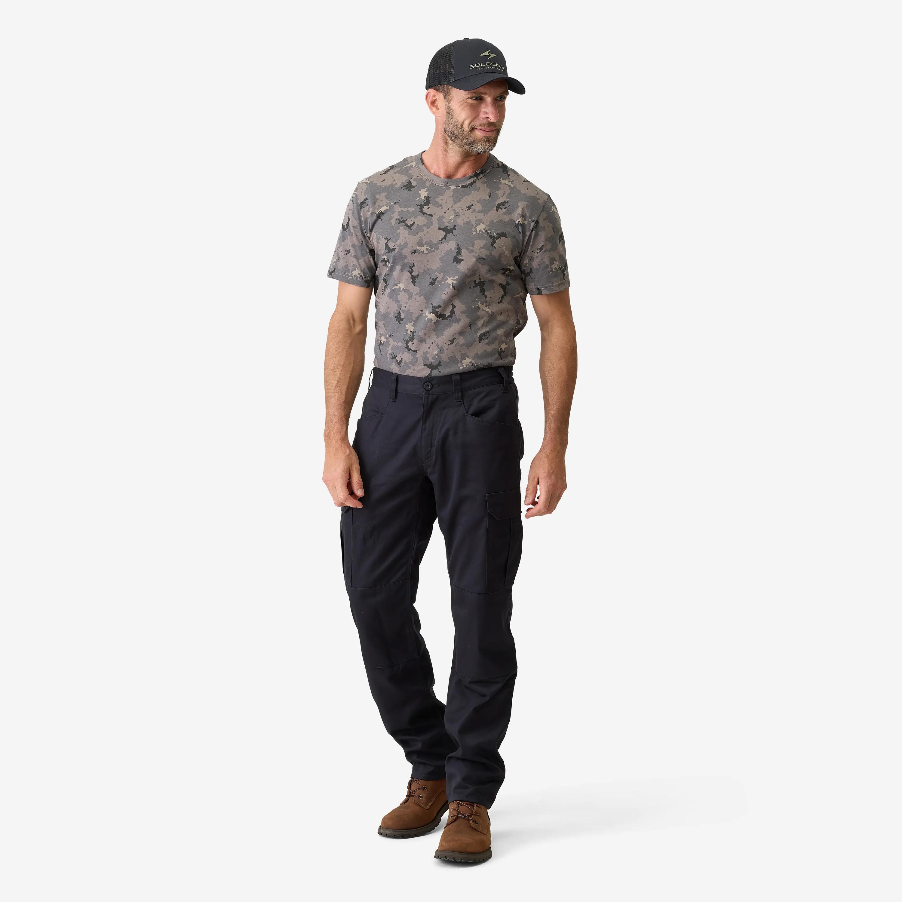 Pantalón Cargo Hombre   Solognac Steppe 500 Negro Resistente Multibolsillos 2/12