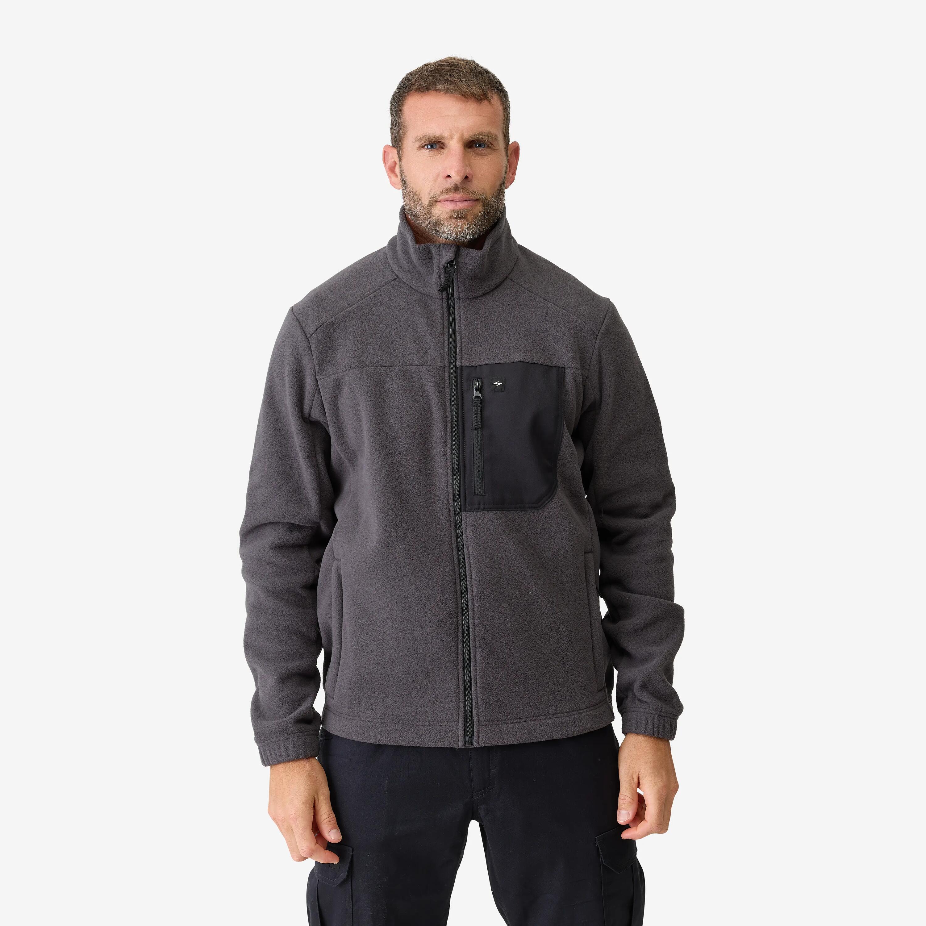Men Warm 5-Pockets Insulating Fleece Jacket Grey -  1