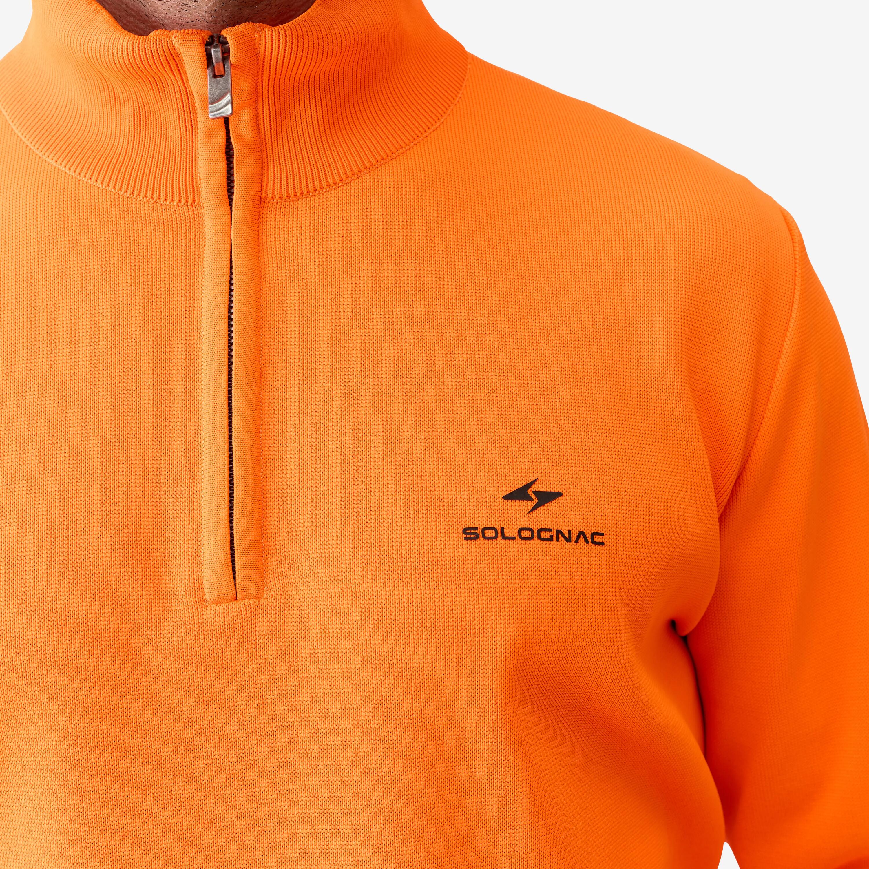 Jersey Naranja Fluorescente Cuello Alto Media Cremallera 3/4