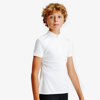 Girls' Short-Sleeved Horse Riding Show Polo Shirt 500 - White