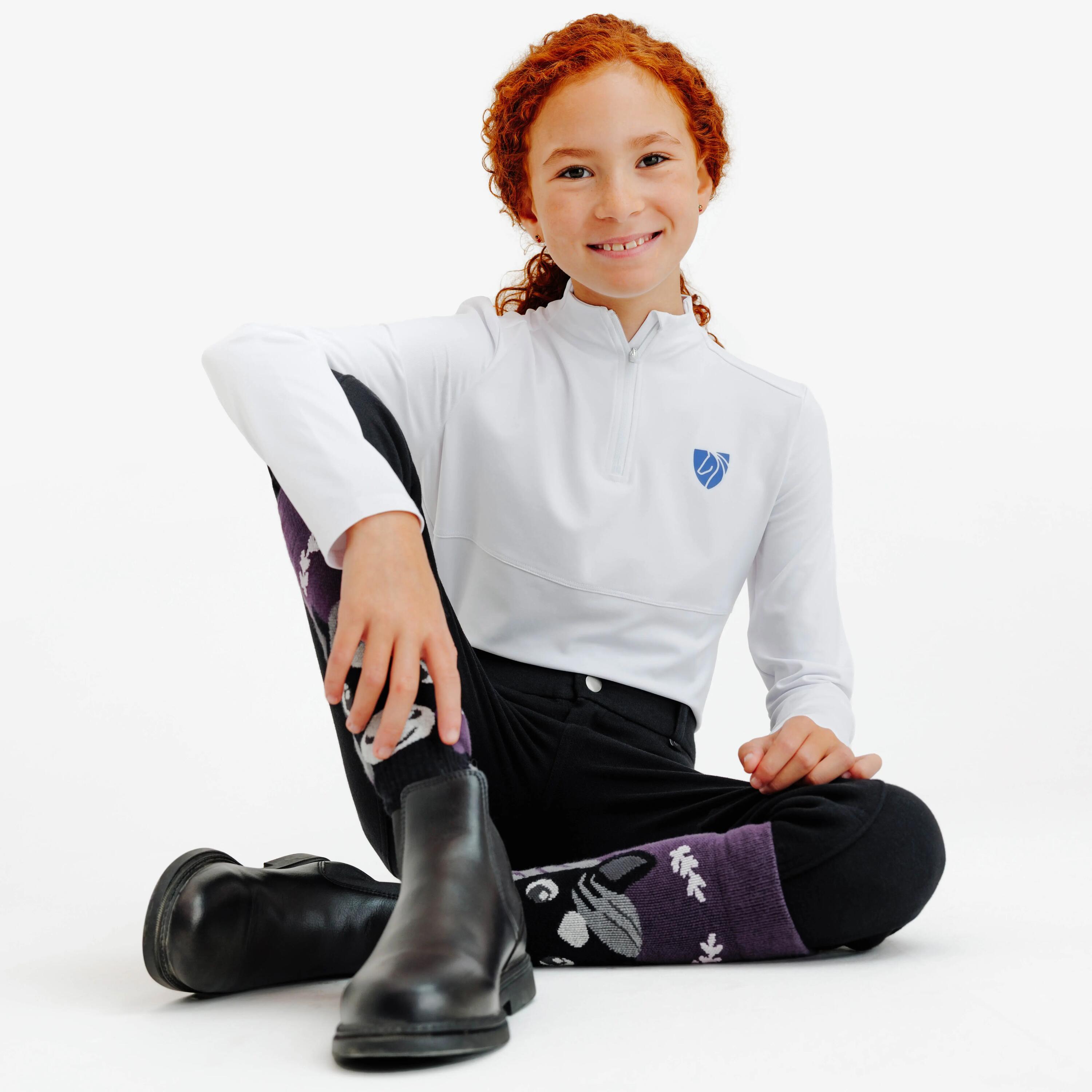 Kids' Jodhpurs Horse Riding Black - 100 Series 2/6