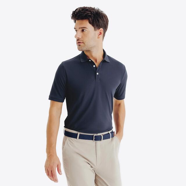 Polo de golf manches courtes homme, WW500 bleu marine