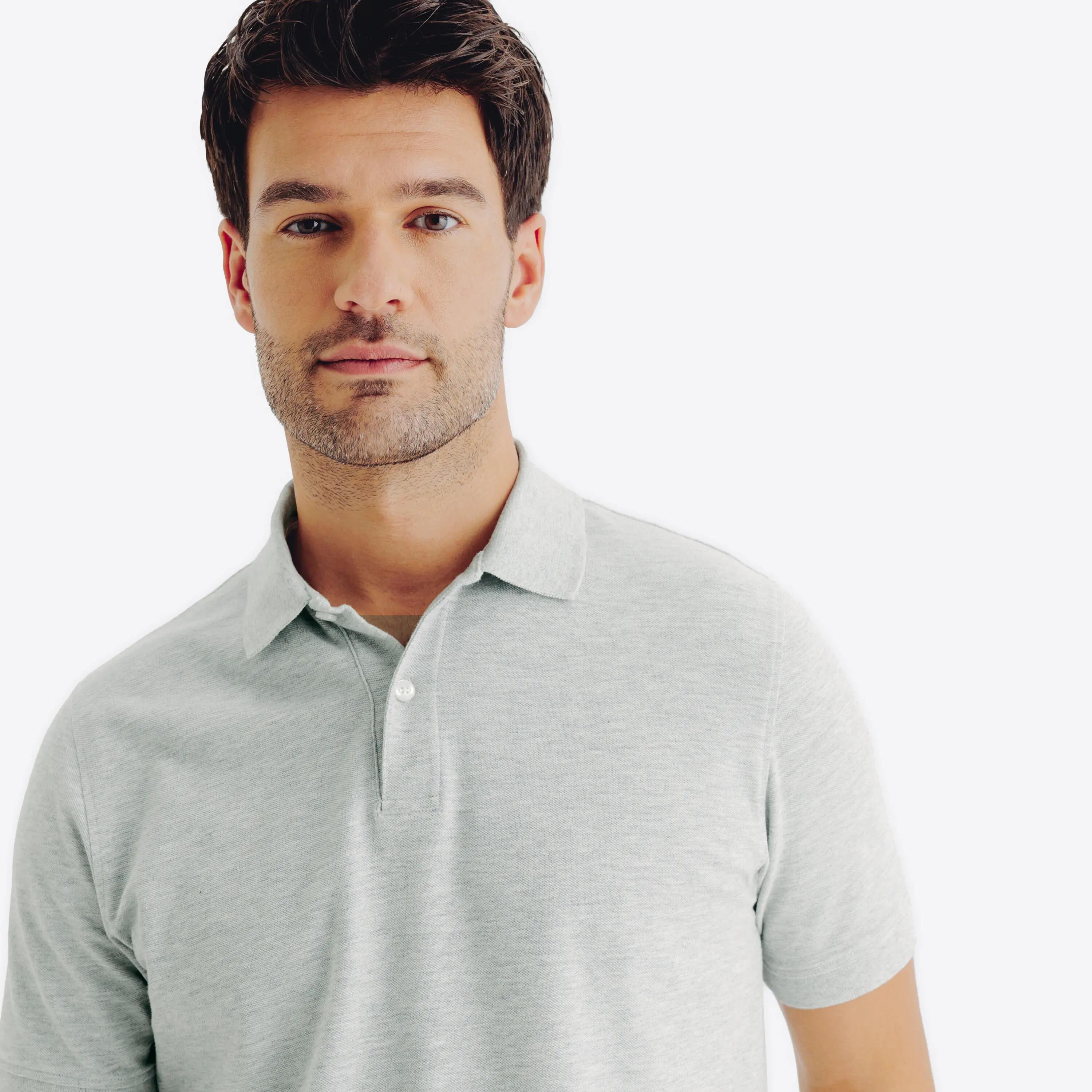 Polo de golf de algodón y poliéster manga corta Hombre, MW500 gris claro 3/6