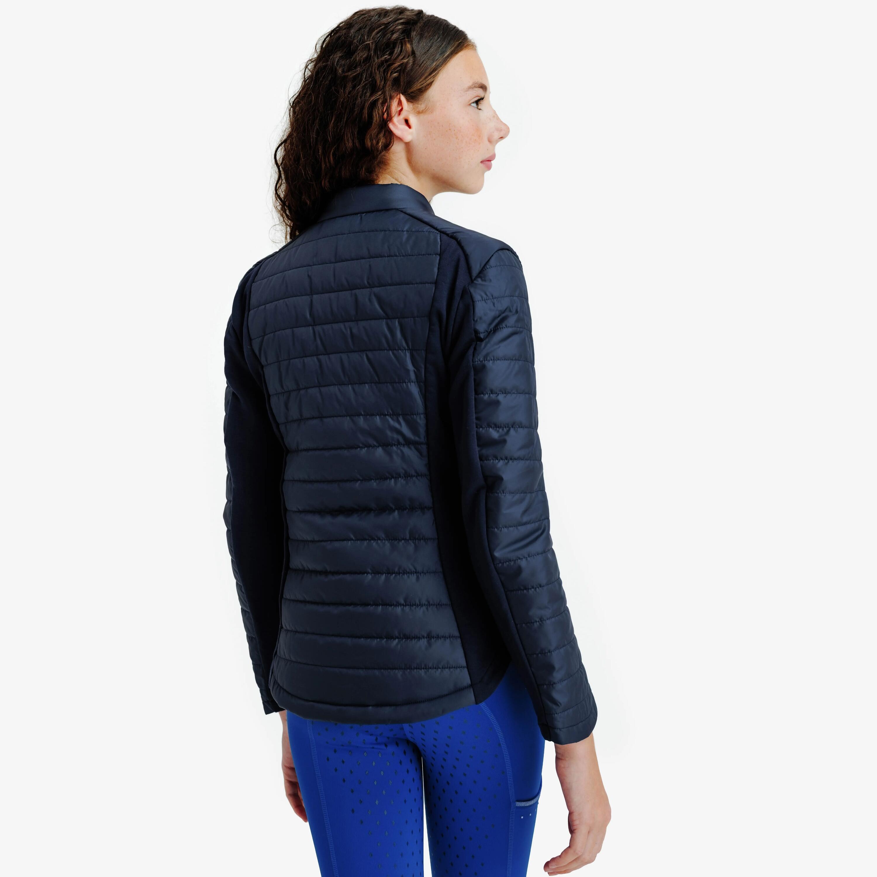 Kinderjas voor paardrijden 500 ritssluiting roségoud/marineblauw 4/7