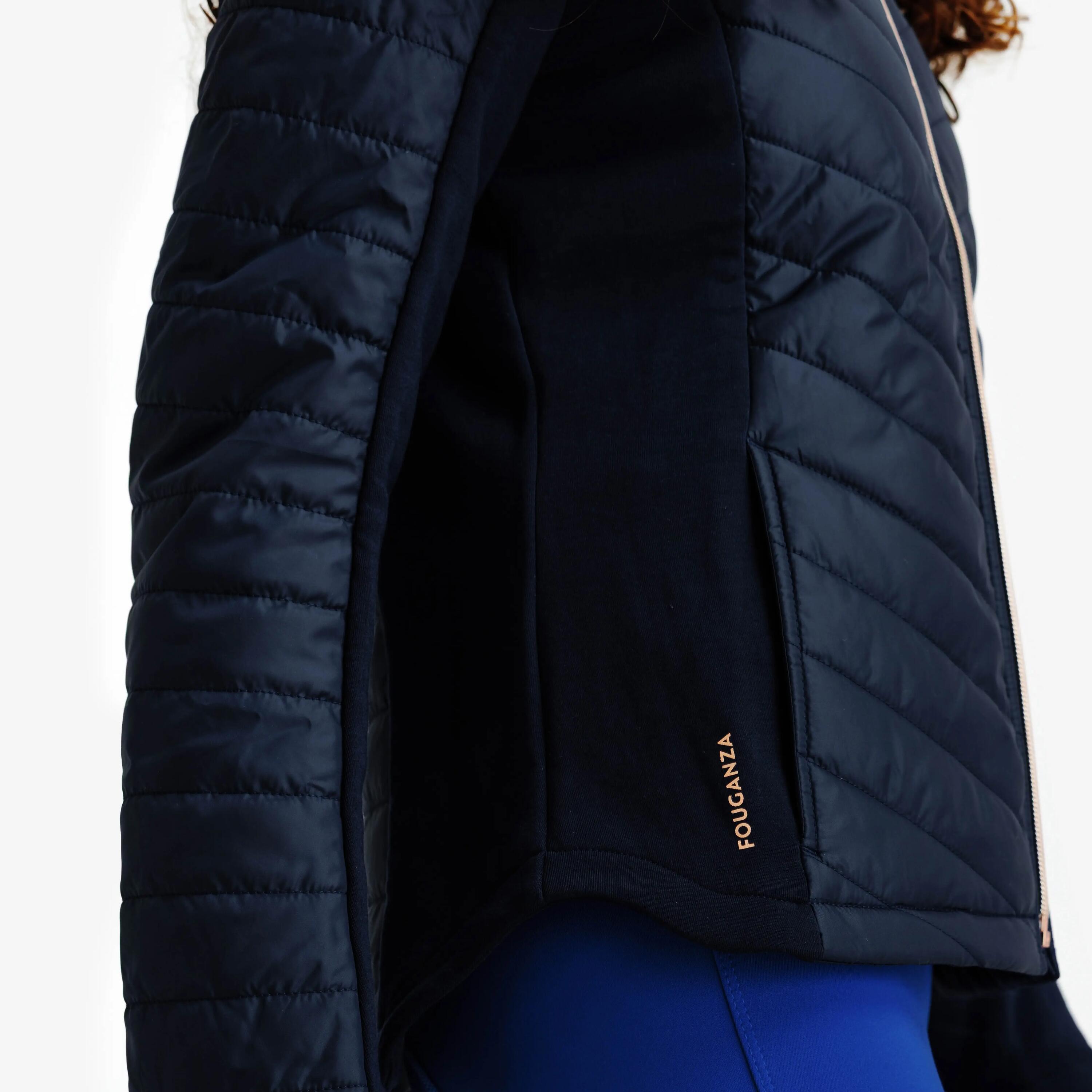 Kinderjas voor paardrijden 500 ritssluiting roségoud/marineblauw 7/7