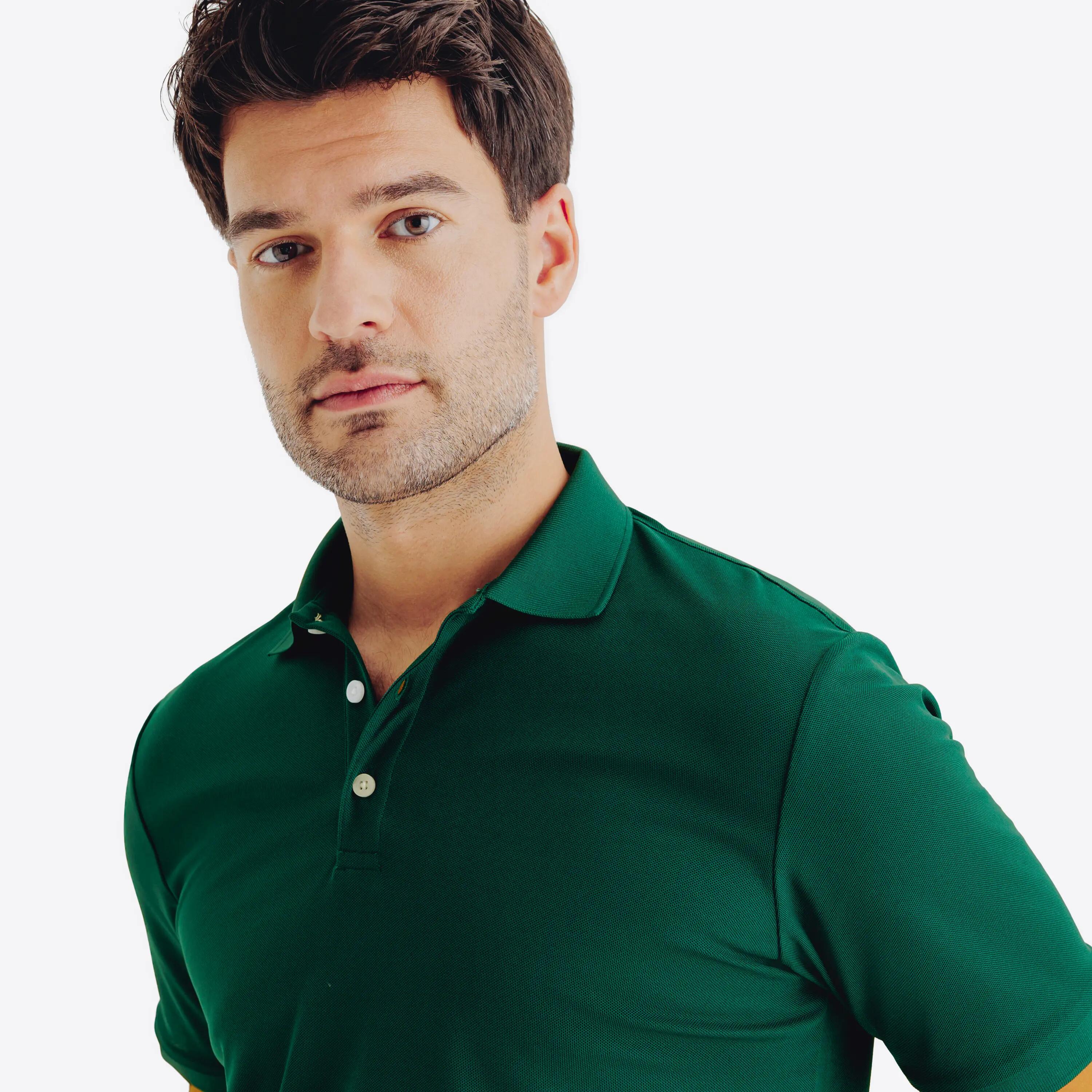 Polo de golf màniga curta home, WW500 verd 3/7