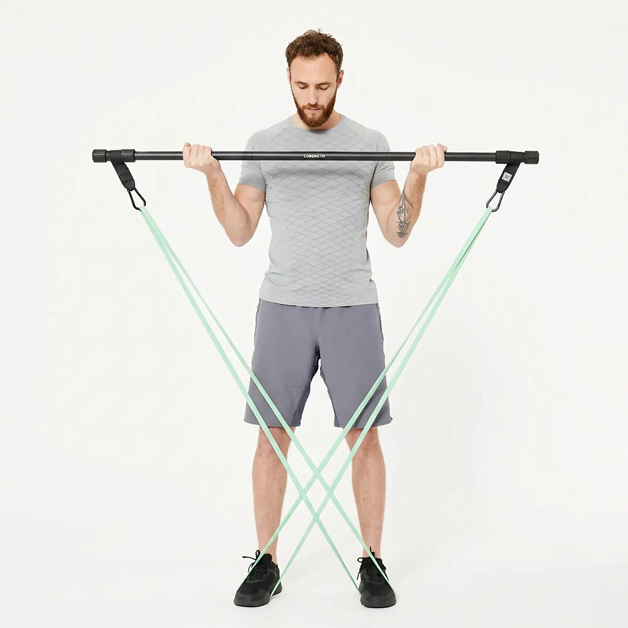 Barra Musculación Desmontable 2 Bandas Elásticas 10 kg 2/6