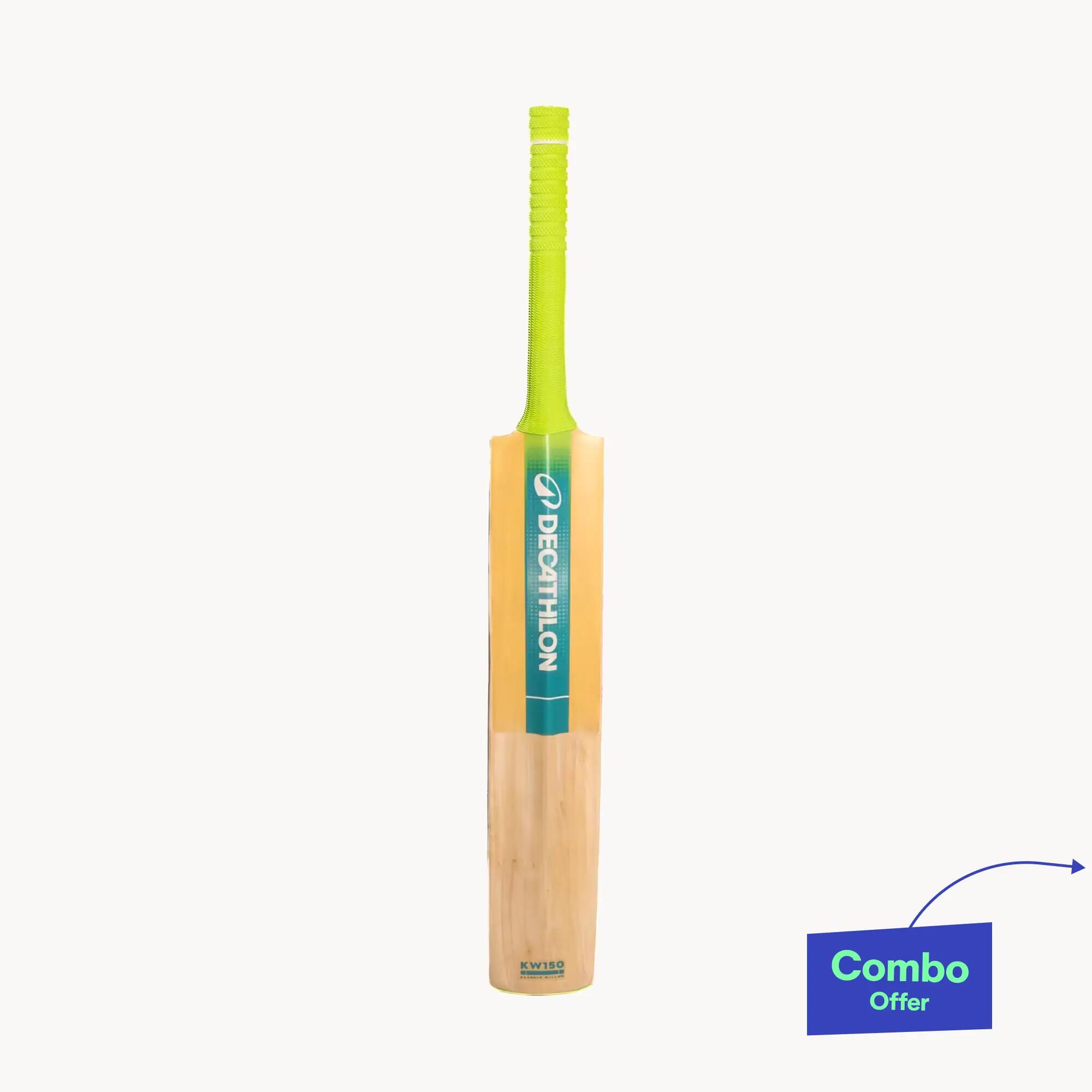 Kids Kashmir Willow Cricket Bat Size 4 Lightweight Leather Ball Bat KW150 -  1