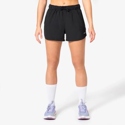 Short menstruel de running & trail respirant femme, Kiprun run 500 dry noir