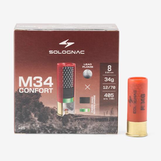 Cartouche de chasse M34G confort calibre 12/70 plomb n°8 x25