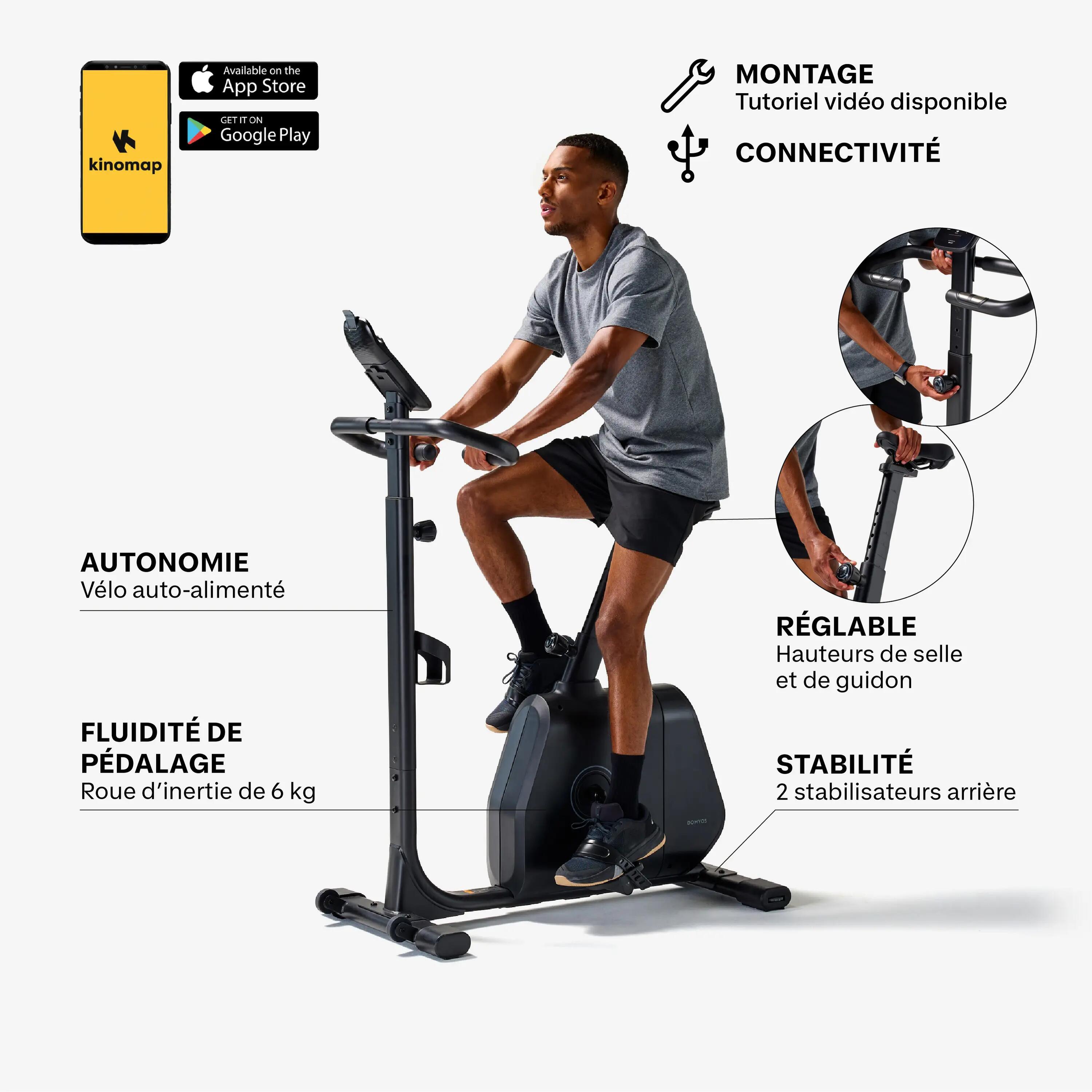 Vélo d'appartement avec résistance motorisée, EB520 B, garanti par Decathlon 2/14