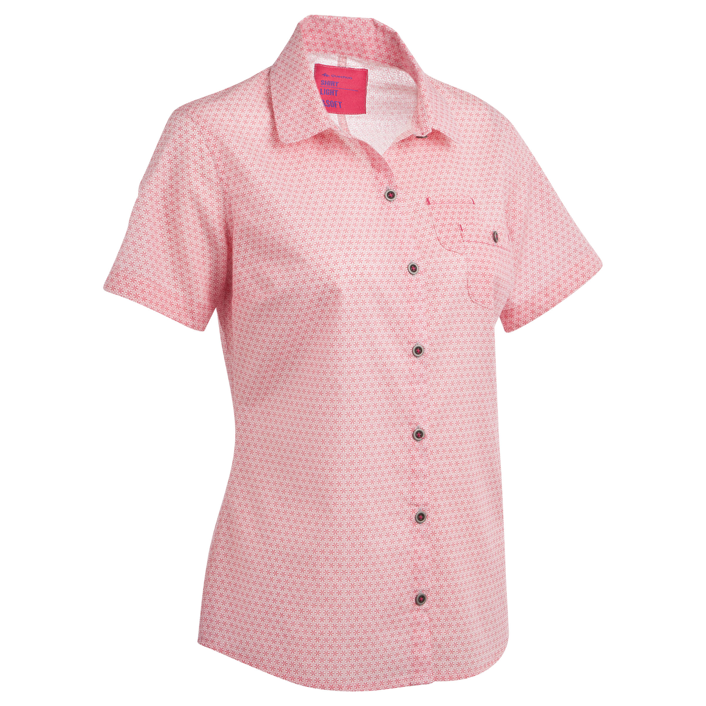 Arpenaz 100 women's short-sleeved hiking shirt - Pink 1/1