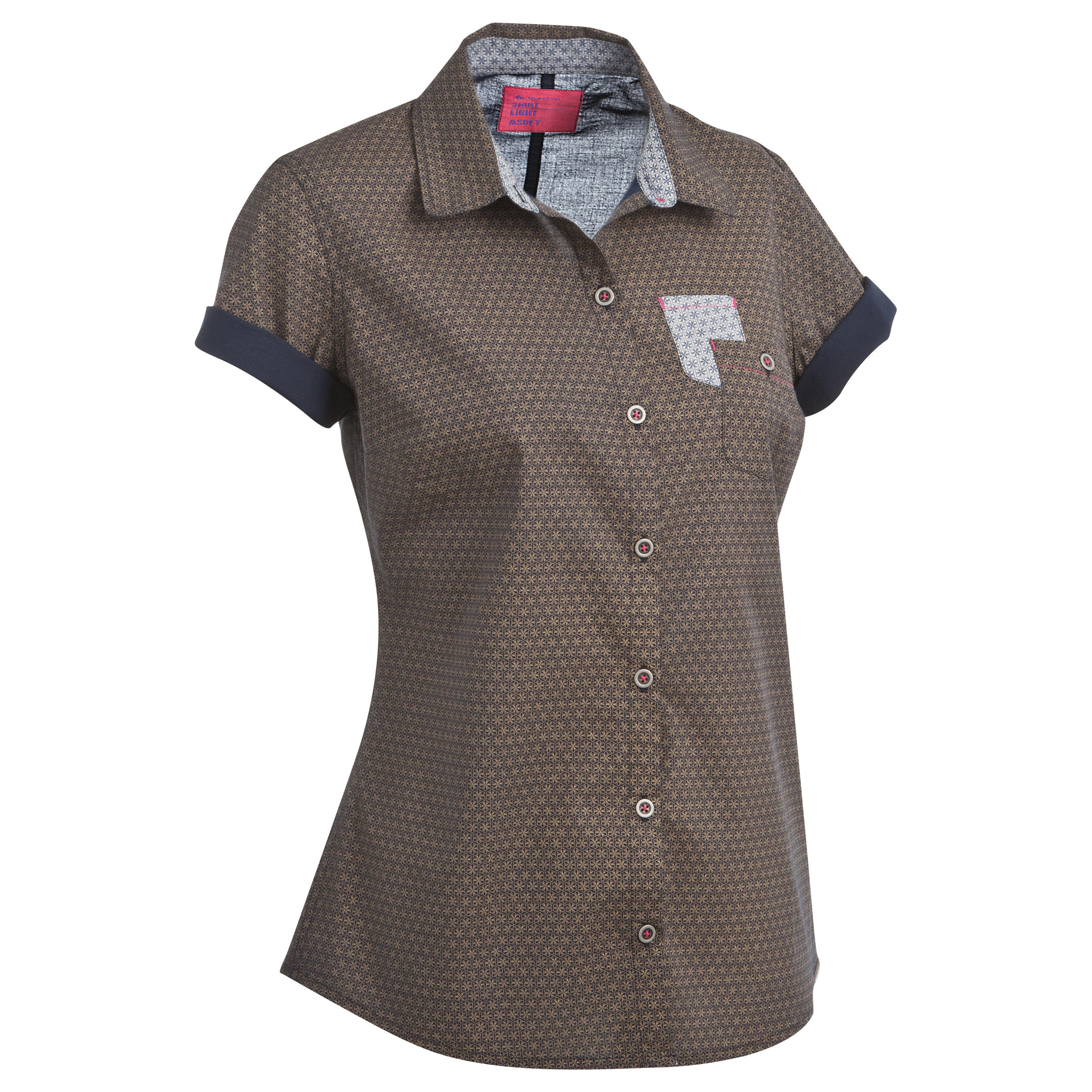 QUECHUA Arpenaz 100 women's short-sleeved hiking shirt - Brown
