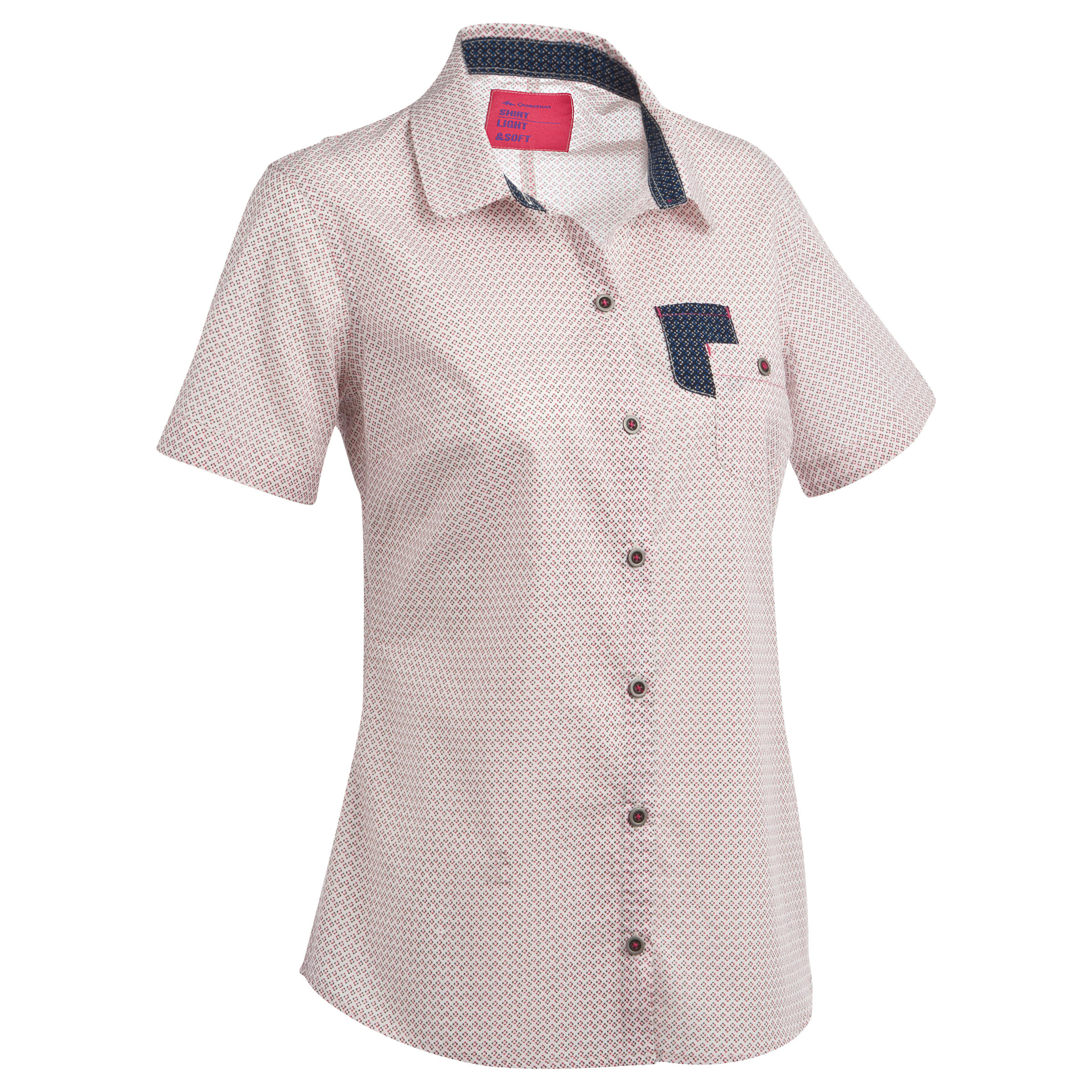 QUECHUA Arpenaz 100 women's short-sleeved hiking shirt - white