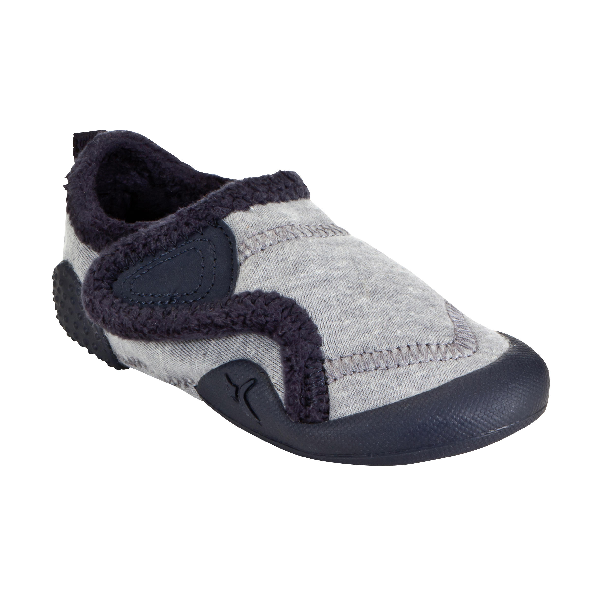 DOMYOS Light lined baby gym shoes - mottled grey/navy